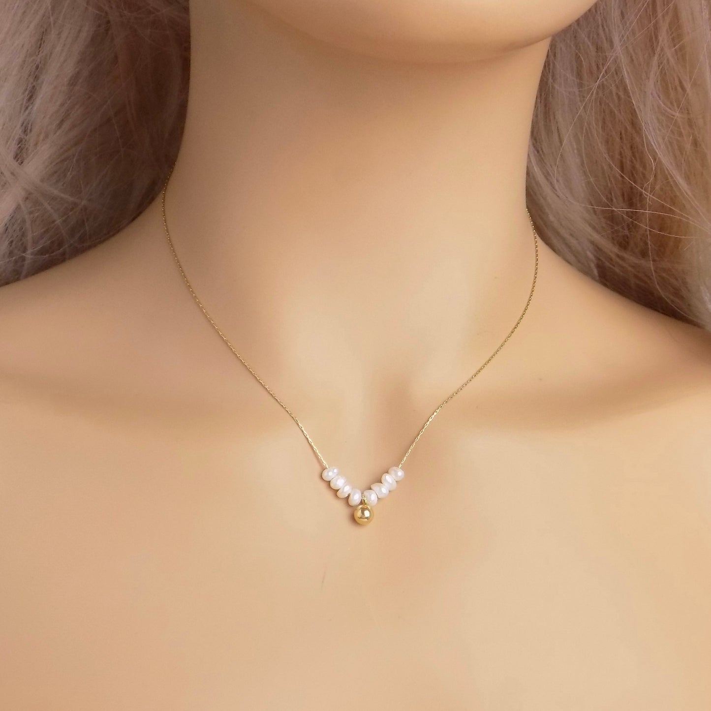 Dainty Freshwater Pearl Necklace For Women - 18K Gold Stainless Steel