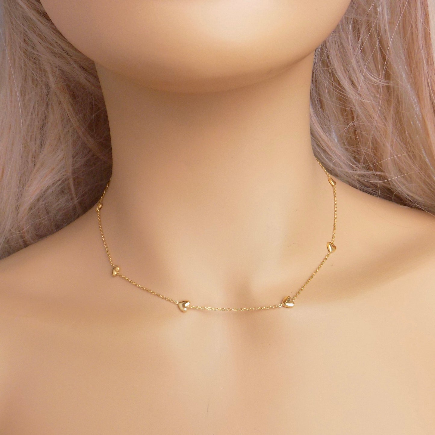 Dainty Gold Heart Chain Necklace Stainless Steel - Minimalist Trendy Jewelry