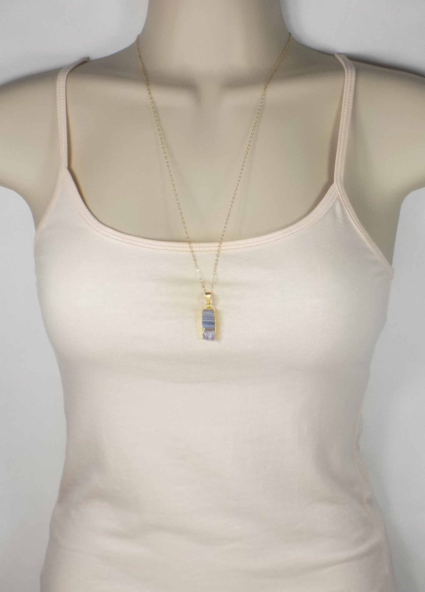 Amethyst Necklace, Personalized Necklace, Boho Raw Amethyst Pendant, February Birthstone, Druzy Necklace, Gold Layer, Gift For Women, R14-10