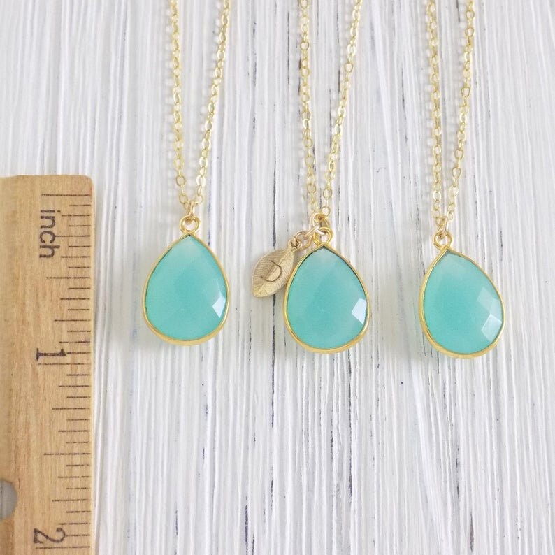 Gift For Her - Personalized Aqua Chalcedony Necklace