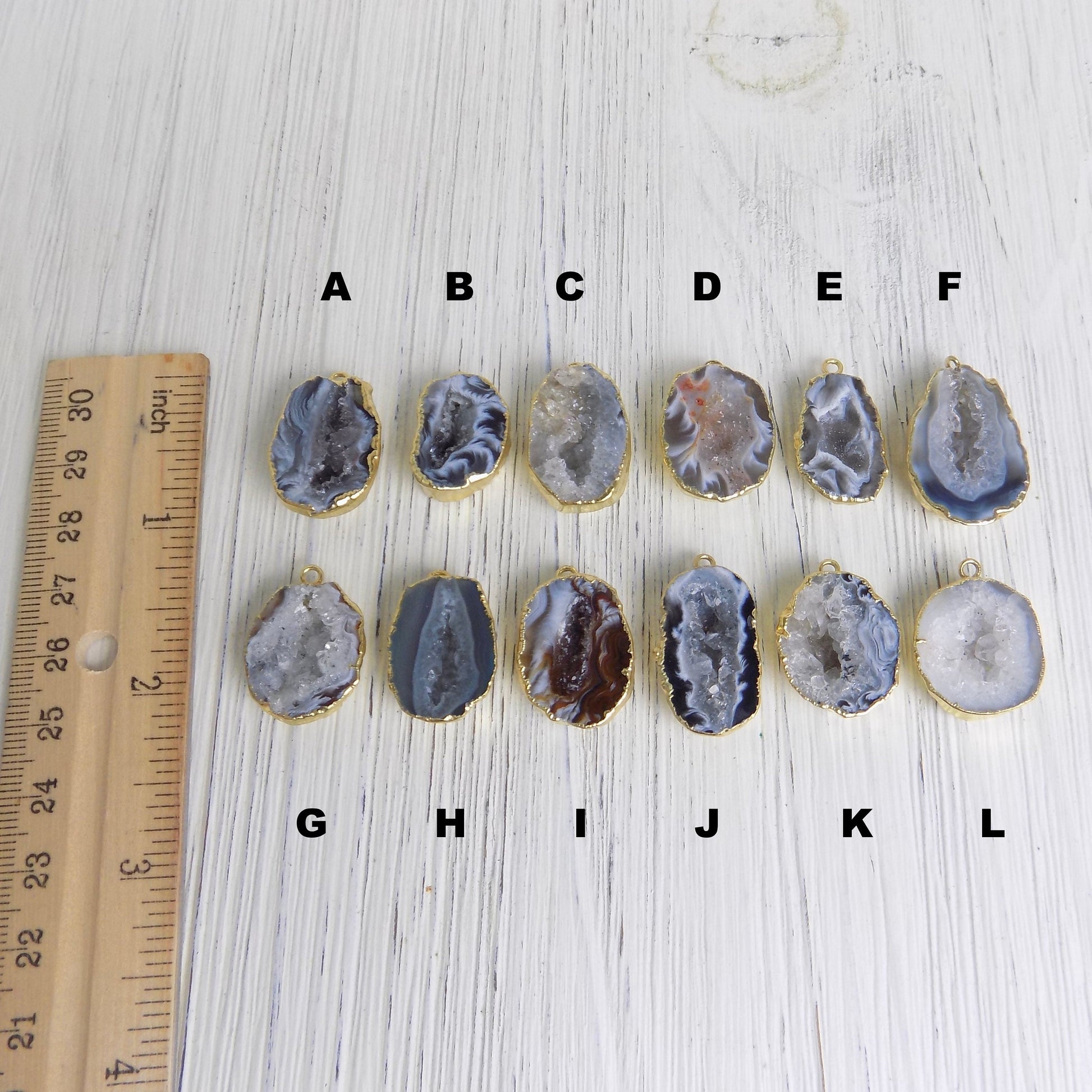 Black Geode Necklace Gold Fill - Small Geode Cave Druzy