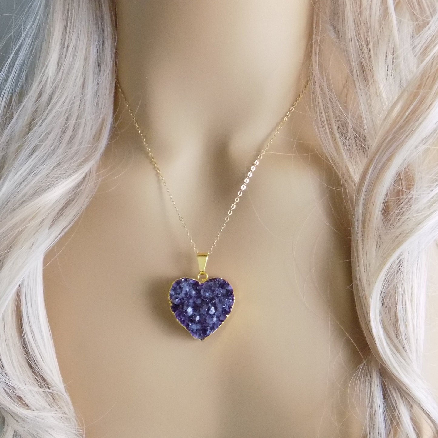Unique Gifts For Her - Amethyst Necklace Gold