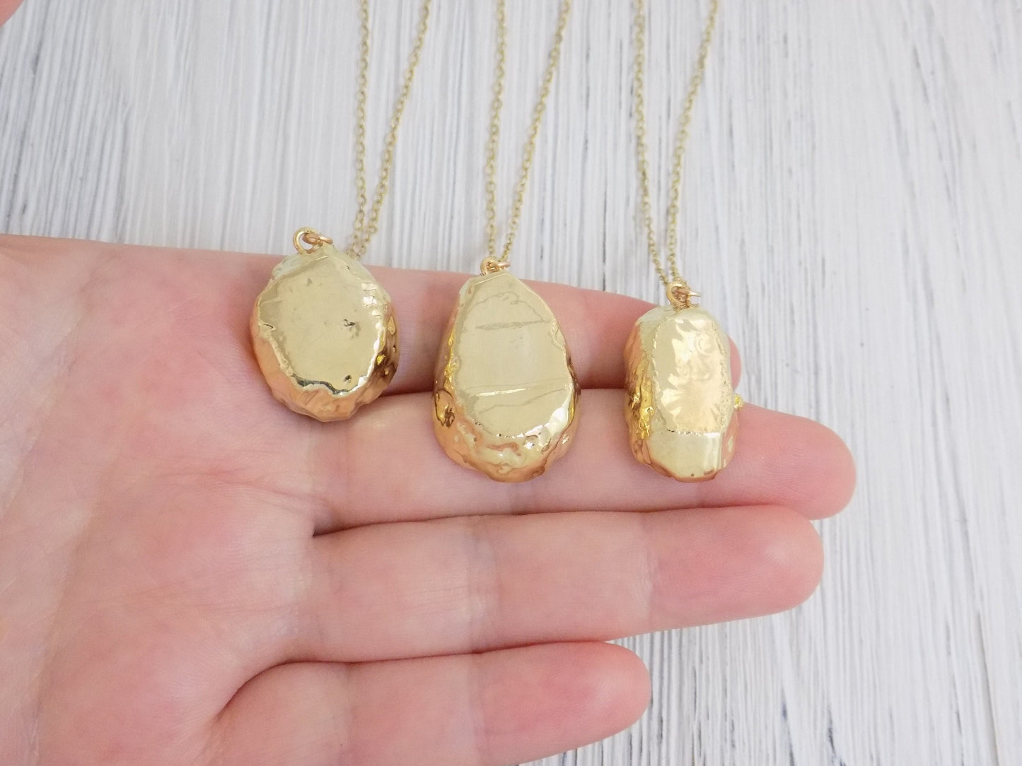 Black Geode Necklace Gold Fill - Small Geode Cave Druzy