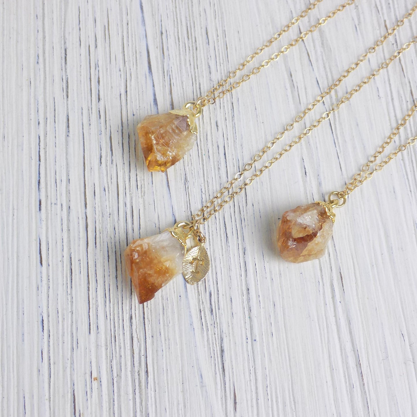 Small Citrine Necklace Gold, Citrine Crystal Pendant Personalized Layering, Minimalist Raw Gemstone, Mothers Day Gift, G13-516