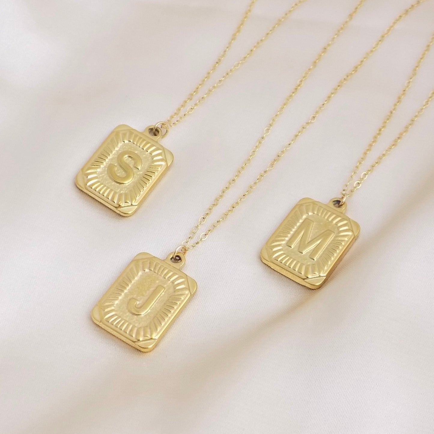 Custom Initial Tag Necklace on 18K Stainless Steel or 14K Gold Filled Chain, Personalized Gifts For Her, M6-133