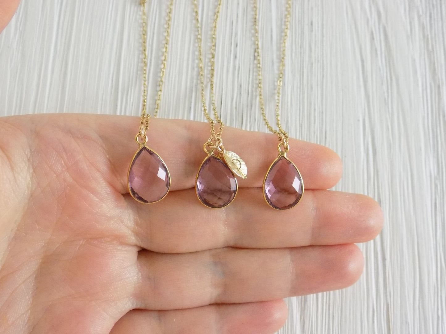Gift For Mom, Morganite Necklace Gold, Personalized Blush Pink Purple Crystal Pendant, M2-20