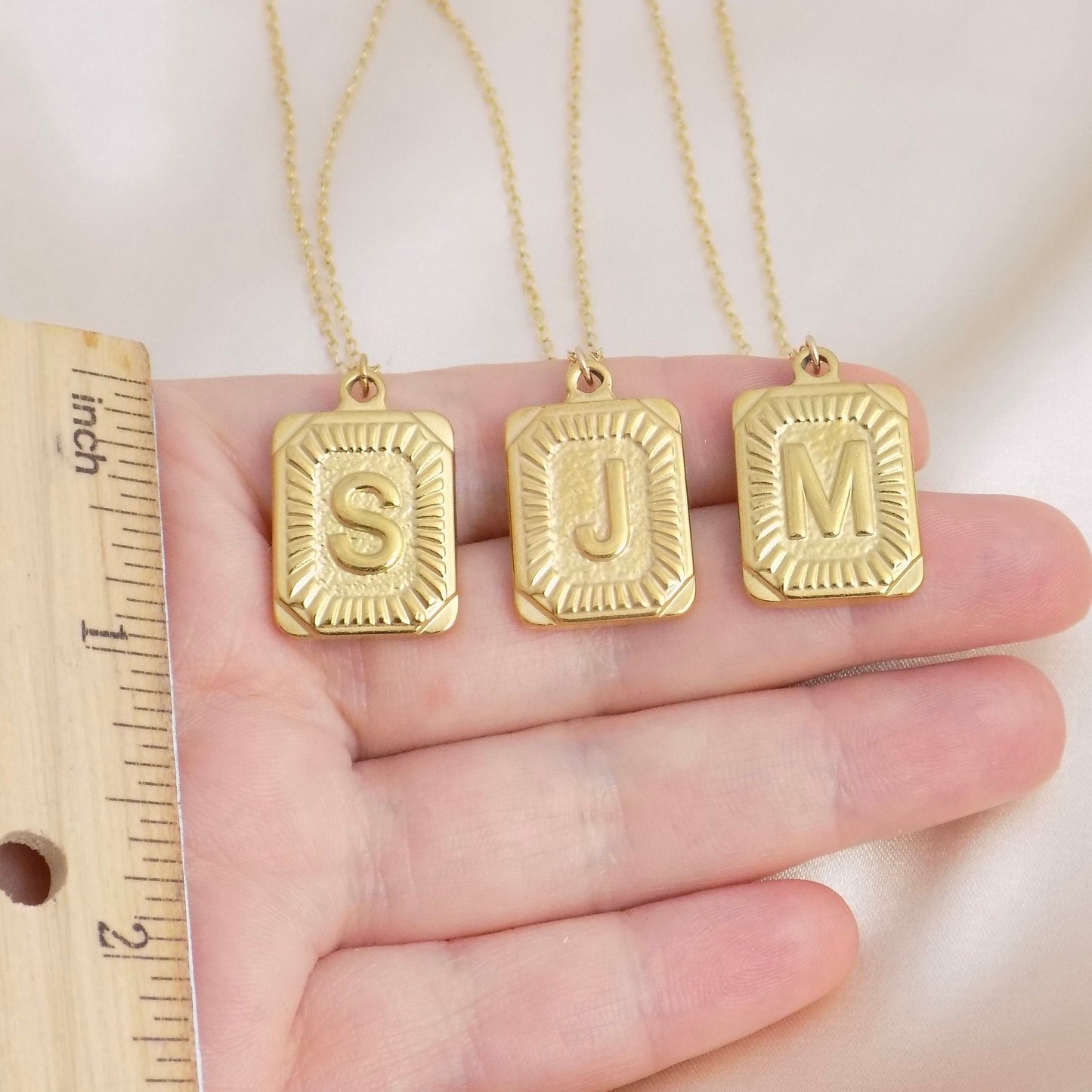 Custom Initial Tag Necklace on 18K Stainless Steel or 14K Gold Filled Chain, Personalized Gifts For Her, M6-133