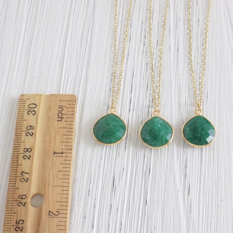 Raw Emerald Necklace - Personalized Emerald Necklace Gold Fill