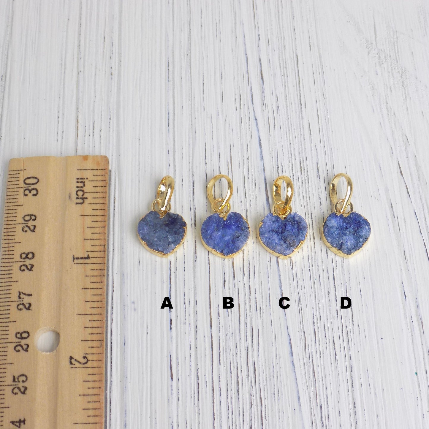 Small Heart Necklace Gold, Blue Druzy Necklace, Minimalist Layering Crystal, Gifts For Mom, M6-161