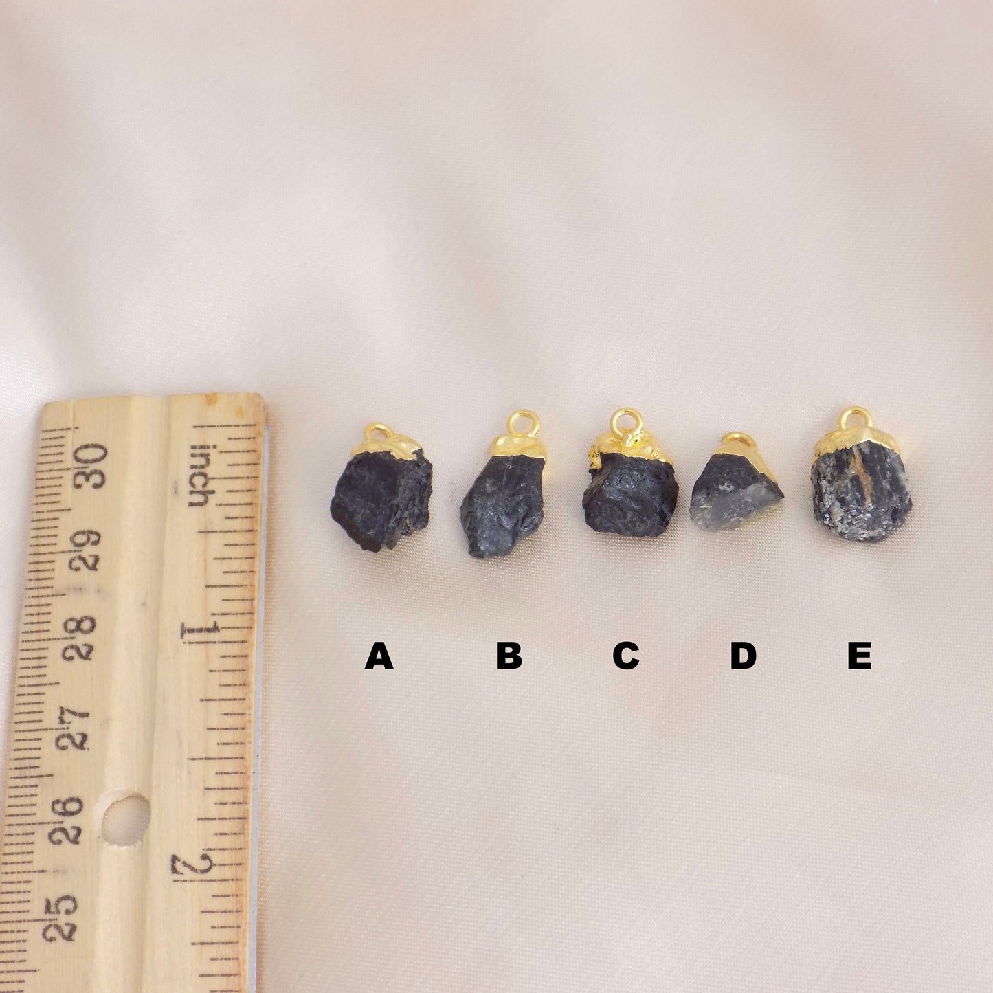 Small Raw Black Tourmaline Necklace on 18K Gold Stainless Steel Chain, M6-714