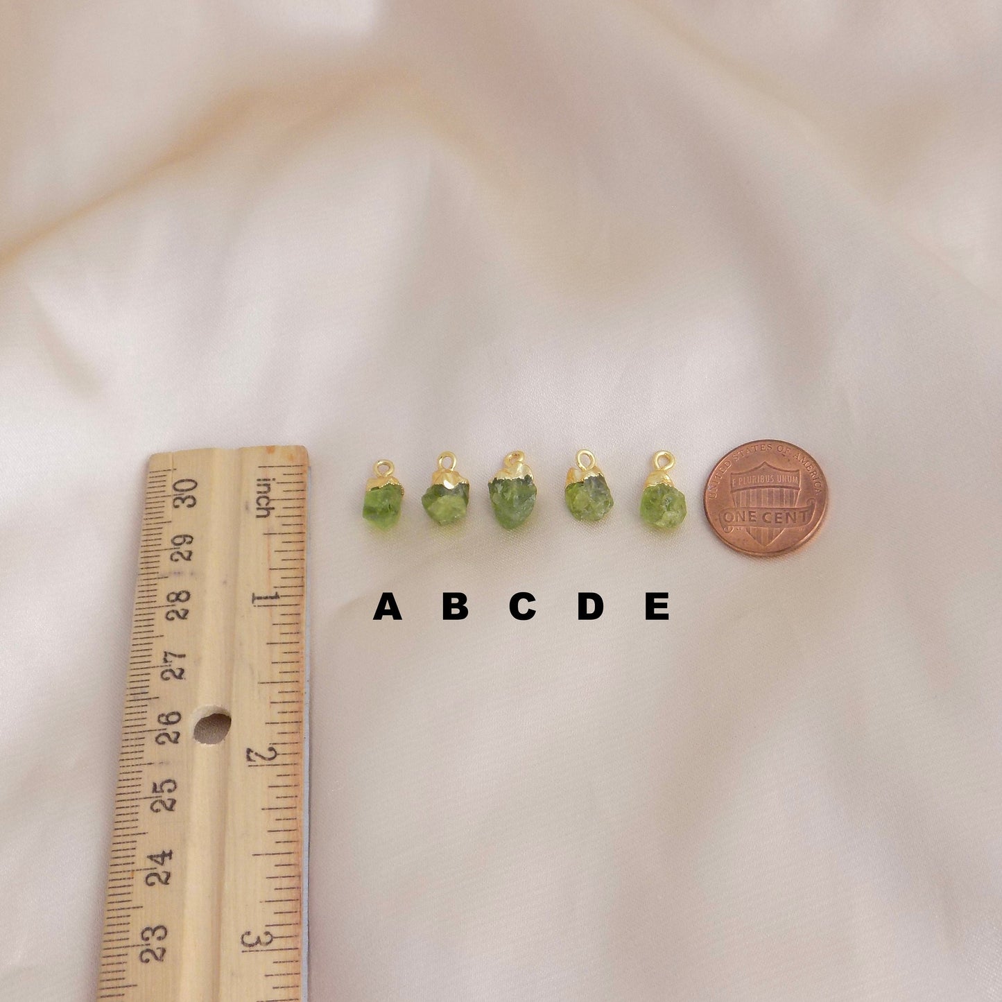 Small Raw Peridot Necklace 18K Gold Stainless Steel Chain