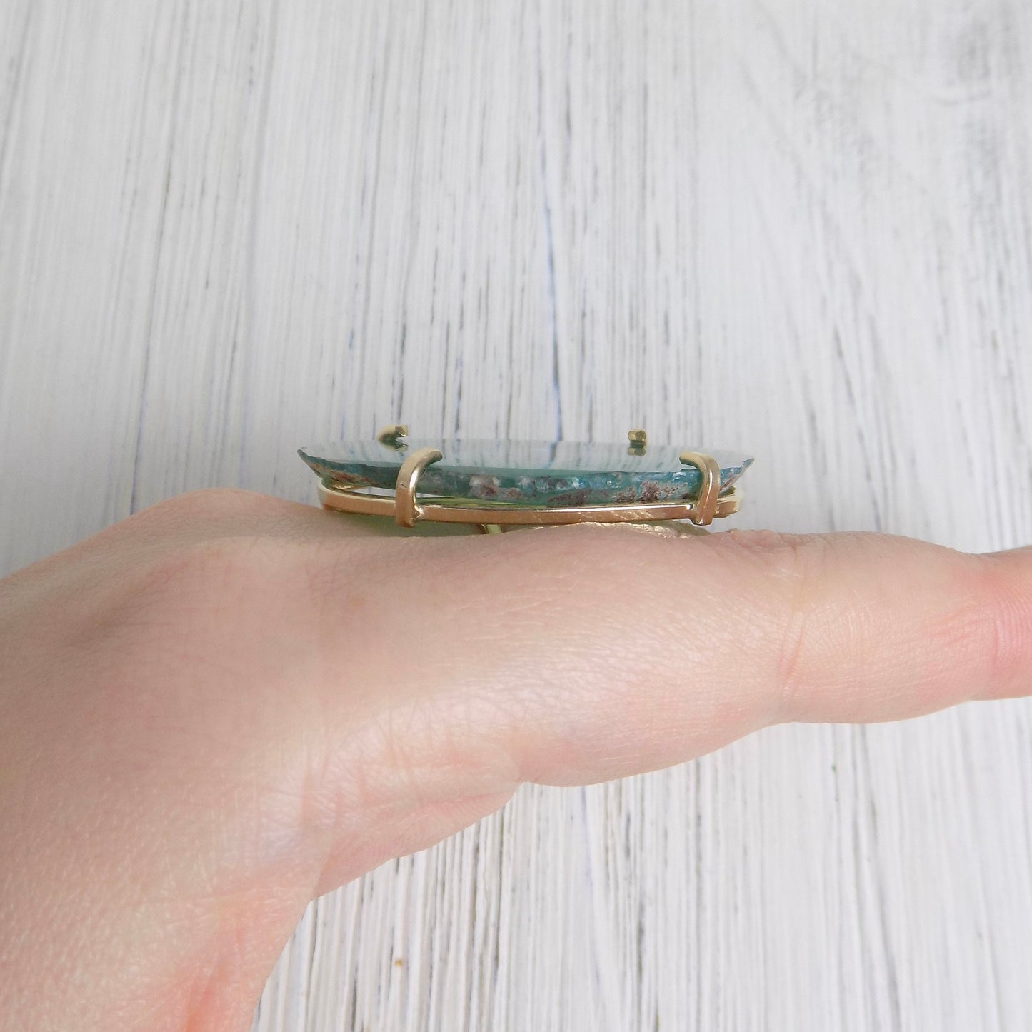Unique Ring - Green Agate Ring