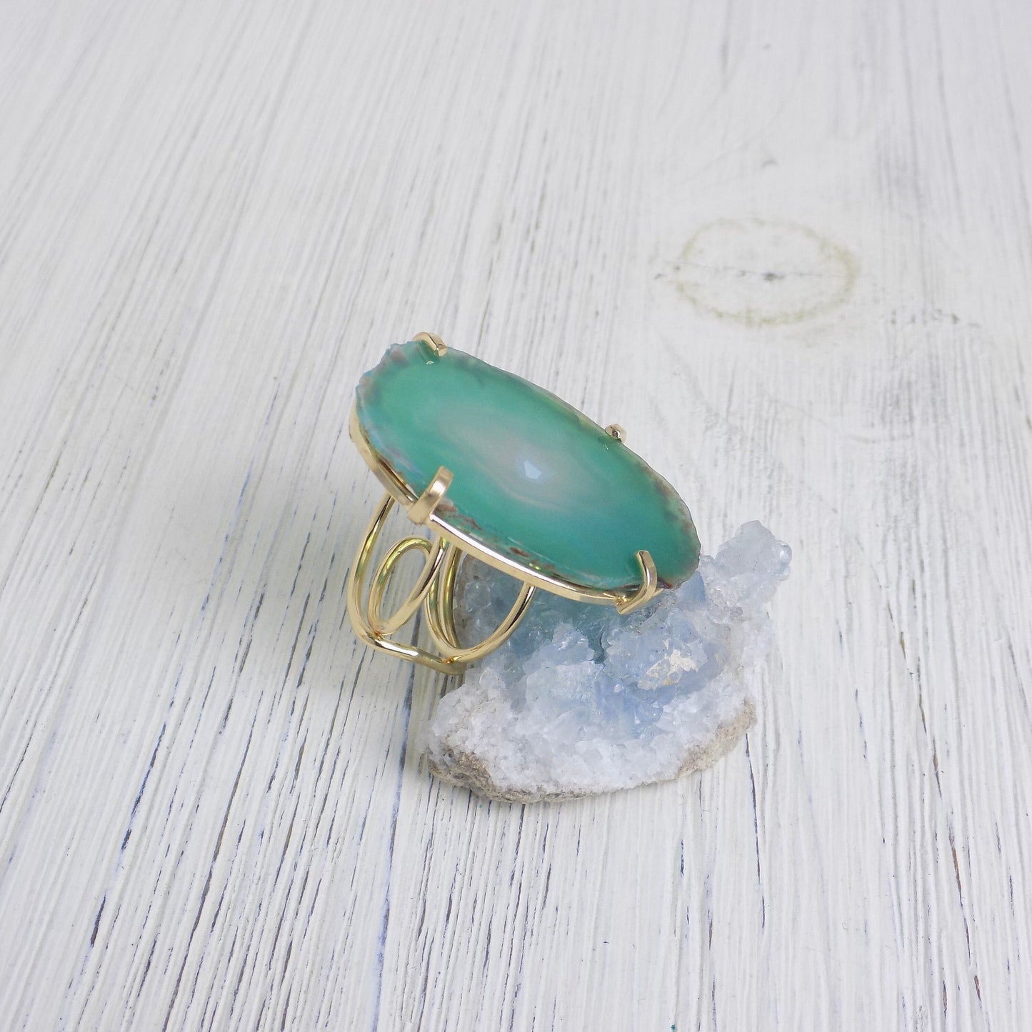 Unique Ring - Green Agate Ring