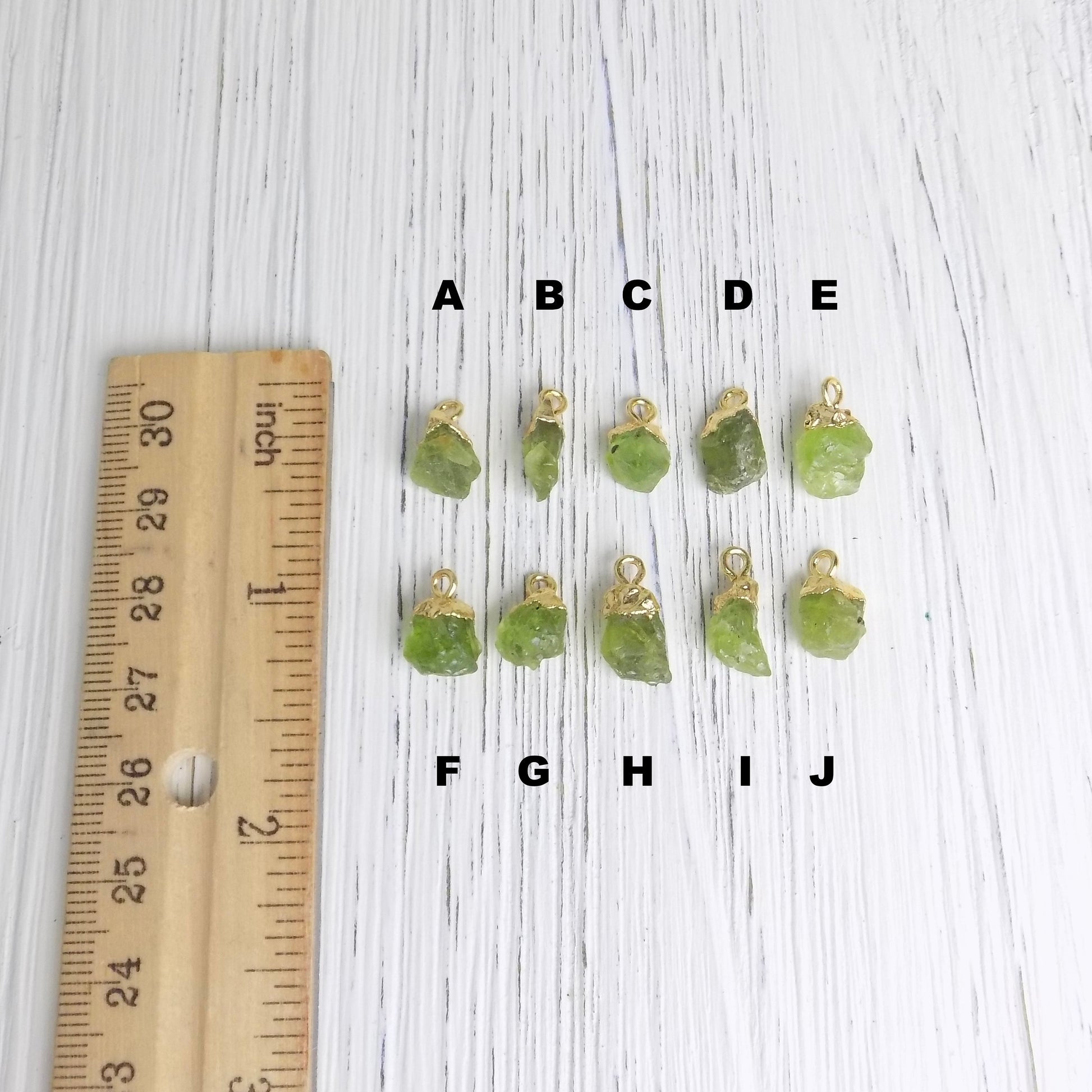 August Birthstone Tiny Raw Peridot Necklace Gold with Personalized Initial Charm, M6-722