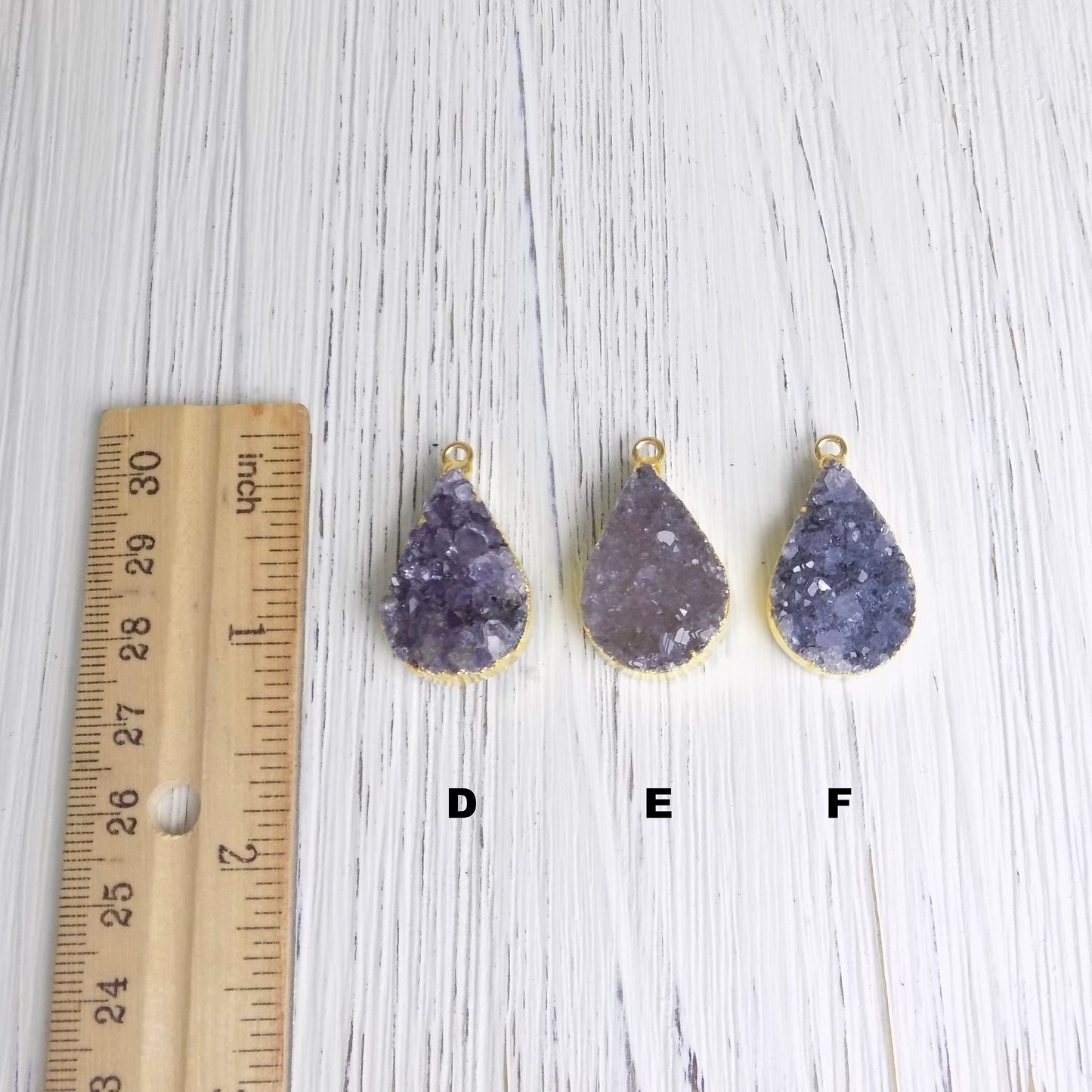 Personalized Raw Amethyst Necklace, Teardrop Druzy Pendant, 14K Gold Filled Chain, Custom Christmas Gift Women, R14-03