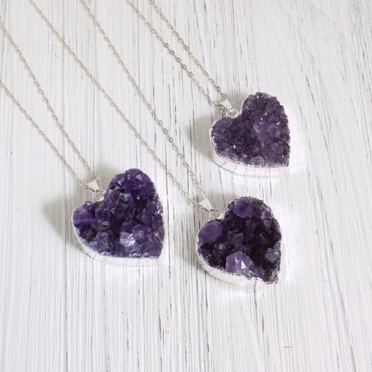 Amethyst Necklace Silver - Amethyst Heart Necklace