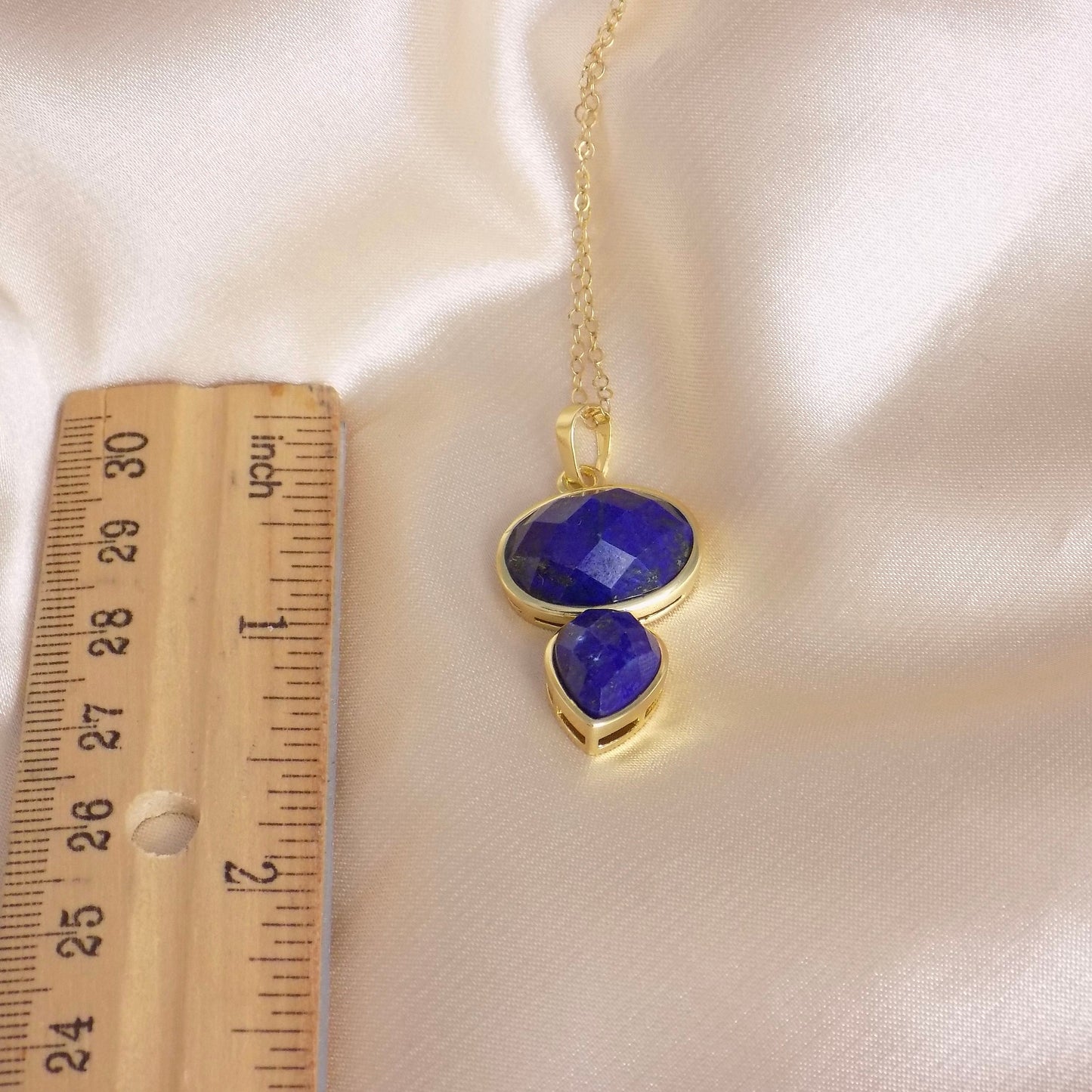 Unique Lapis Lazuli Pendant Necklace Gold, Gift For Mom, M7-51