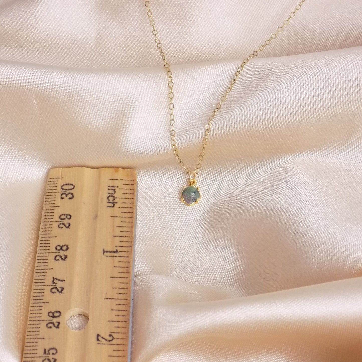 Tiny Green Jasper Necklace, Green Gemstone With Black Specks, Minimalist Layering For Women, M6-621