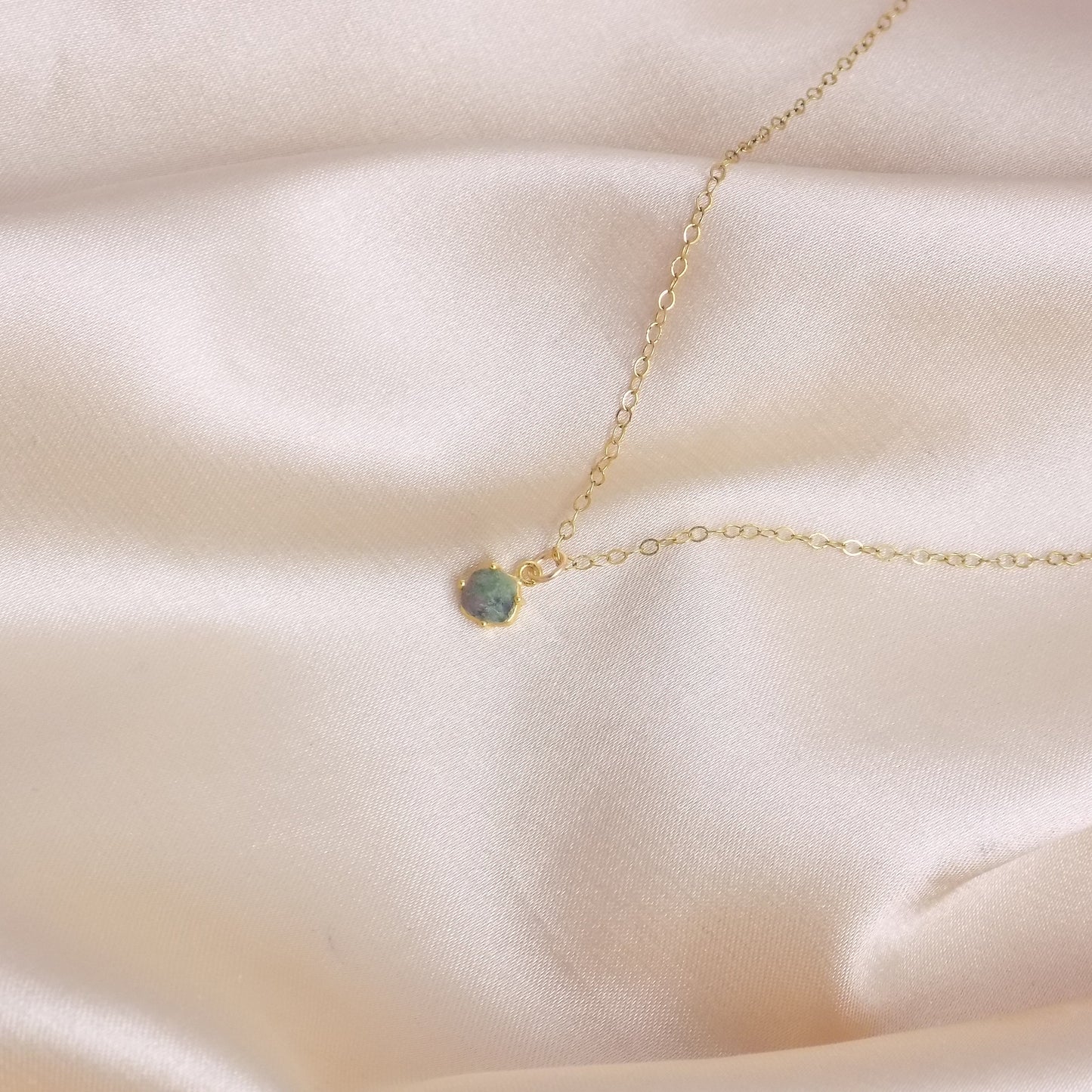 Tiny Green Jasper Necklace, Green Gemstone With Black Specks, Minimalist Layering For Women, M6-621