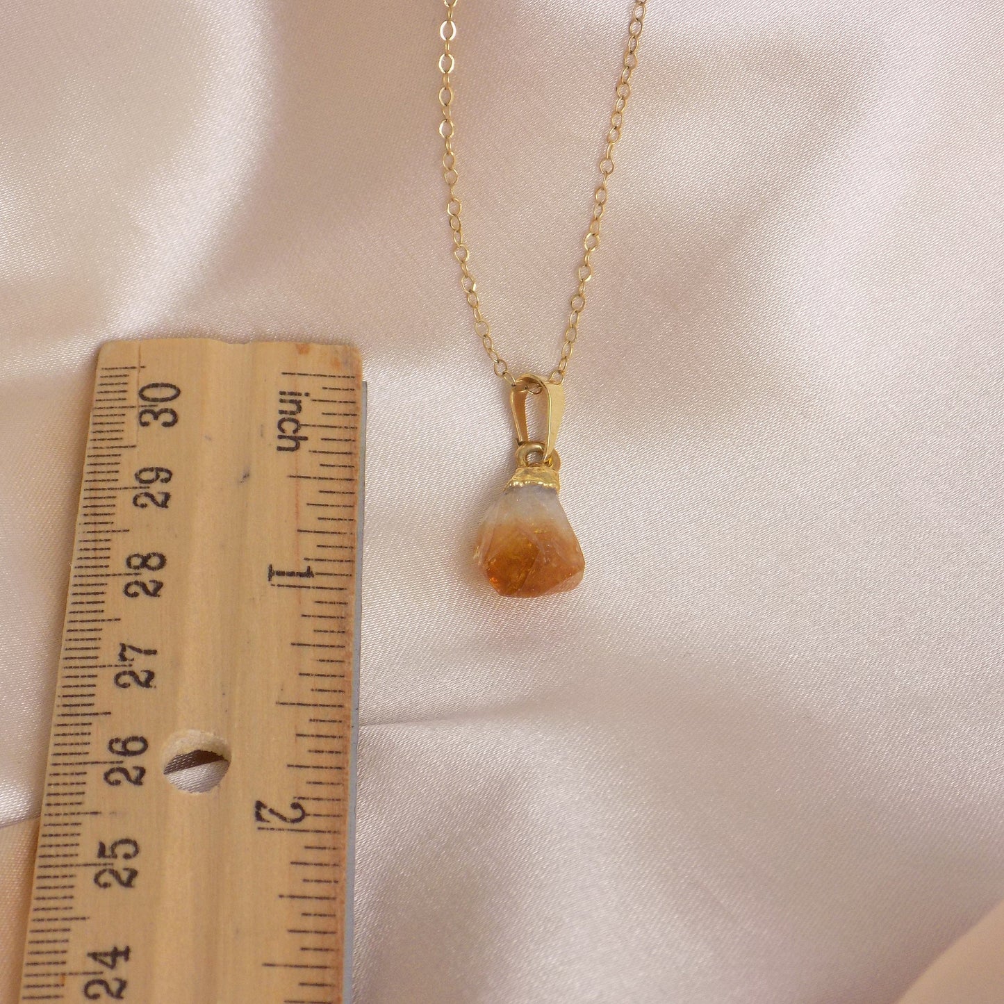 Small Citrine Crystal Necklace Gold - November Birthstone Jewelry - Christmas Gift For Her - G15-280