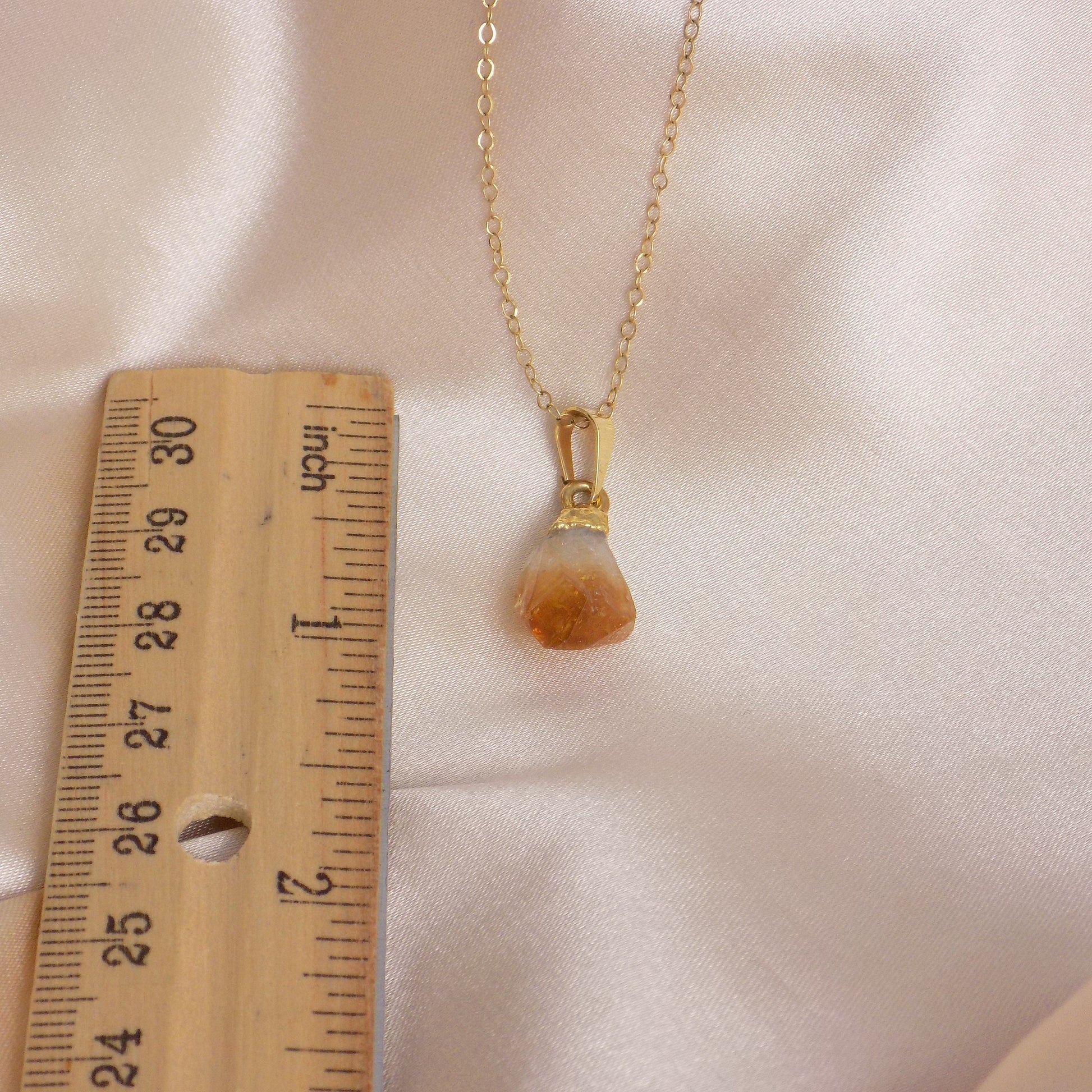 Small Citrine Crystal Necklace Gold - November Birthstone Jewelry - Christmas Gift For Her - G15-280