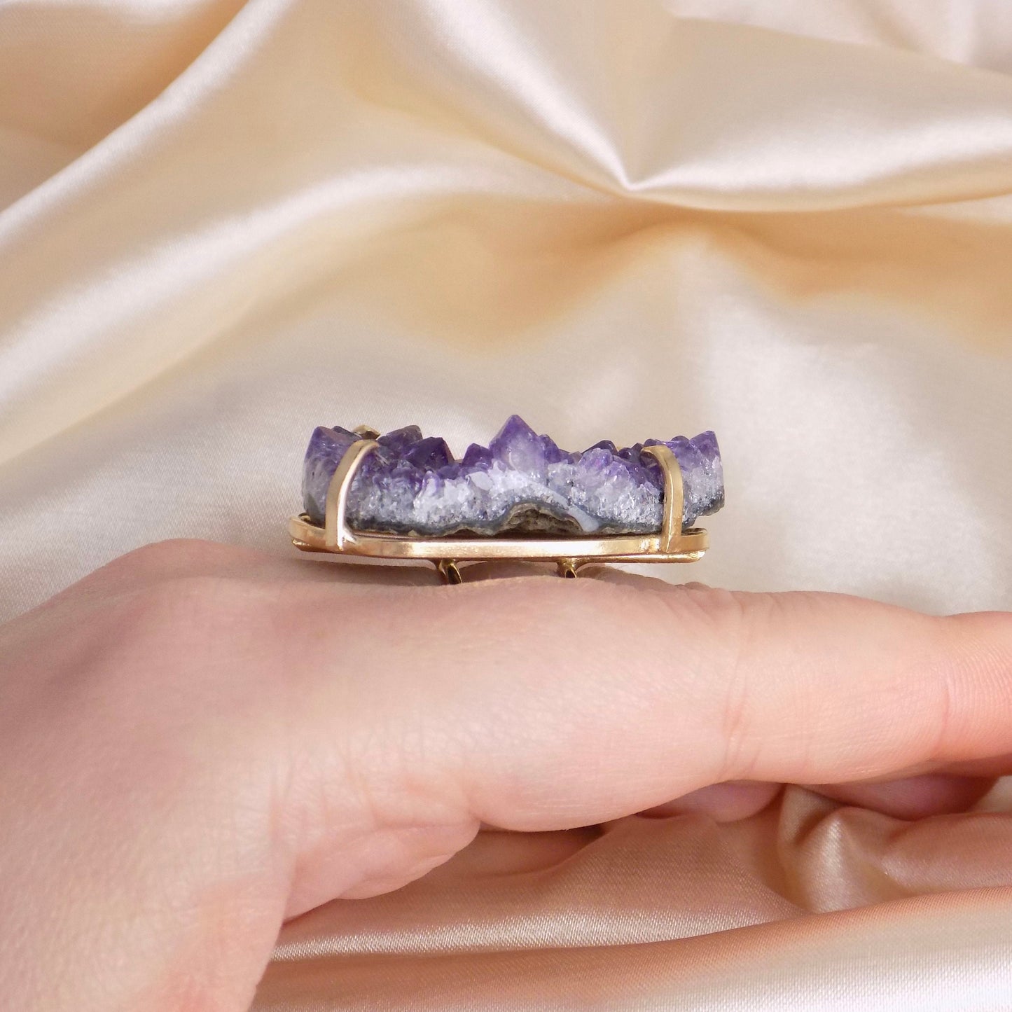 Raw Amethyst Ring - Amethyst Druzy