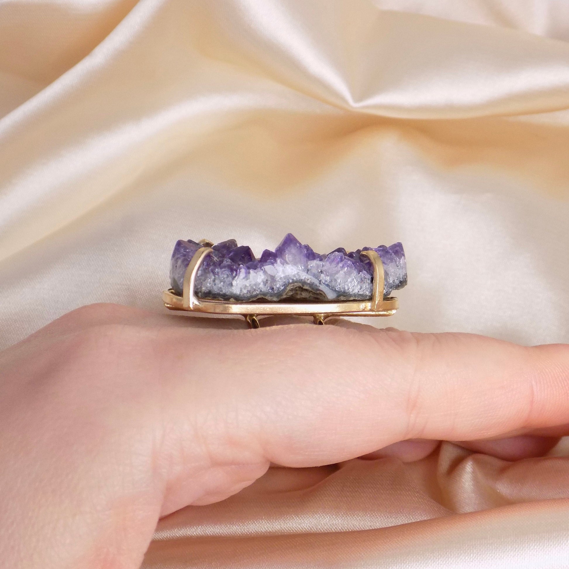 Raw Amethyst Ring - Amethyst Druzy
