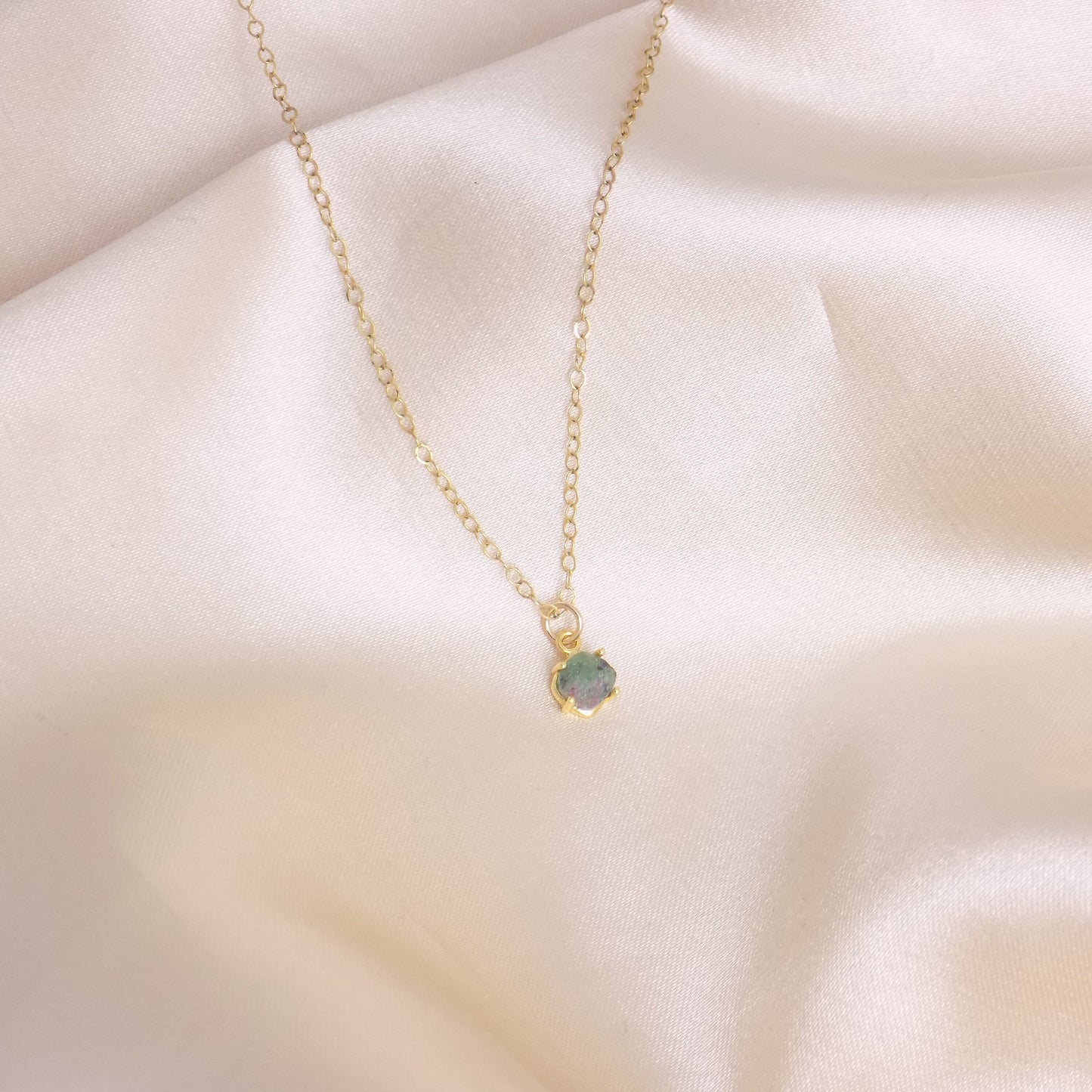 Tiny Green Jasper Necklace, Green Gemstone With Black Specks, Minimalist Layering For Women, M6-621