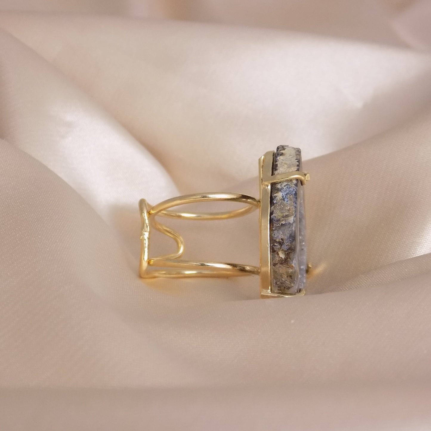 Unique Geode Ring Gold - Adjustable Crystal Rings For Women