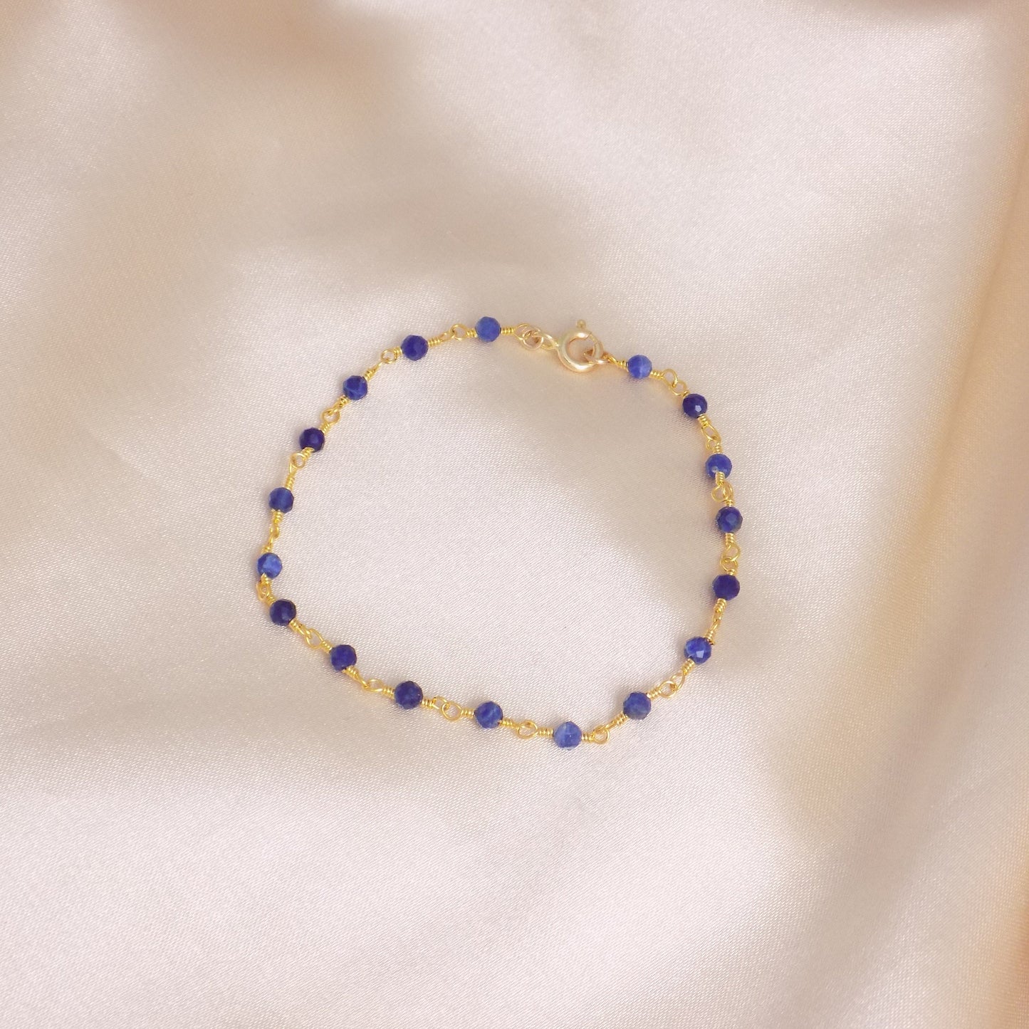 Blue Bracelet, Tiny Sodalite Bracelet - Blue Sodalite Gold - Dainty Super Thin Bracelet - Simple Bracelet Everyday - Gifts For Her - M7-203