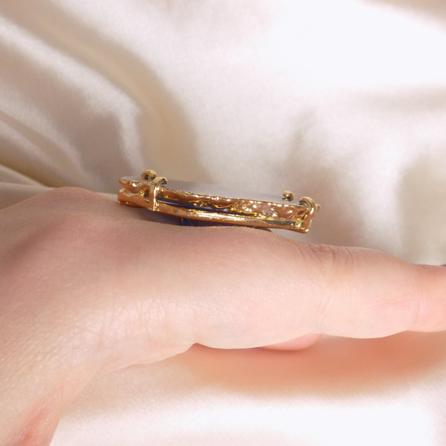 Boho Sliced Agate Ring Gold Adjustable, Blue Agate Statement Ring Geode, Large Gemstone Calming Crystal, G14-234
