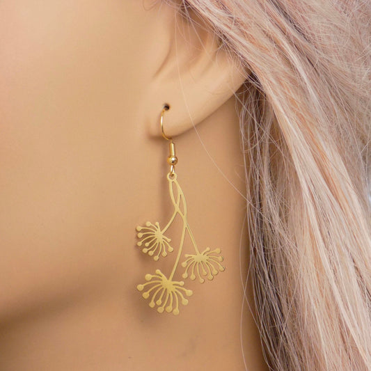 Unique Dandelion Earrings, Gold Dainty Flower Earring, Minimalist Gifts For Her, M7-311