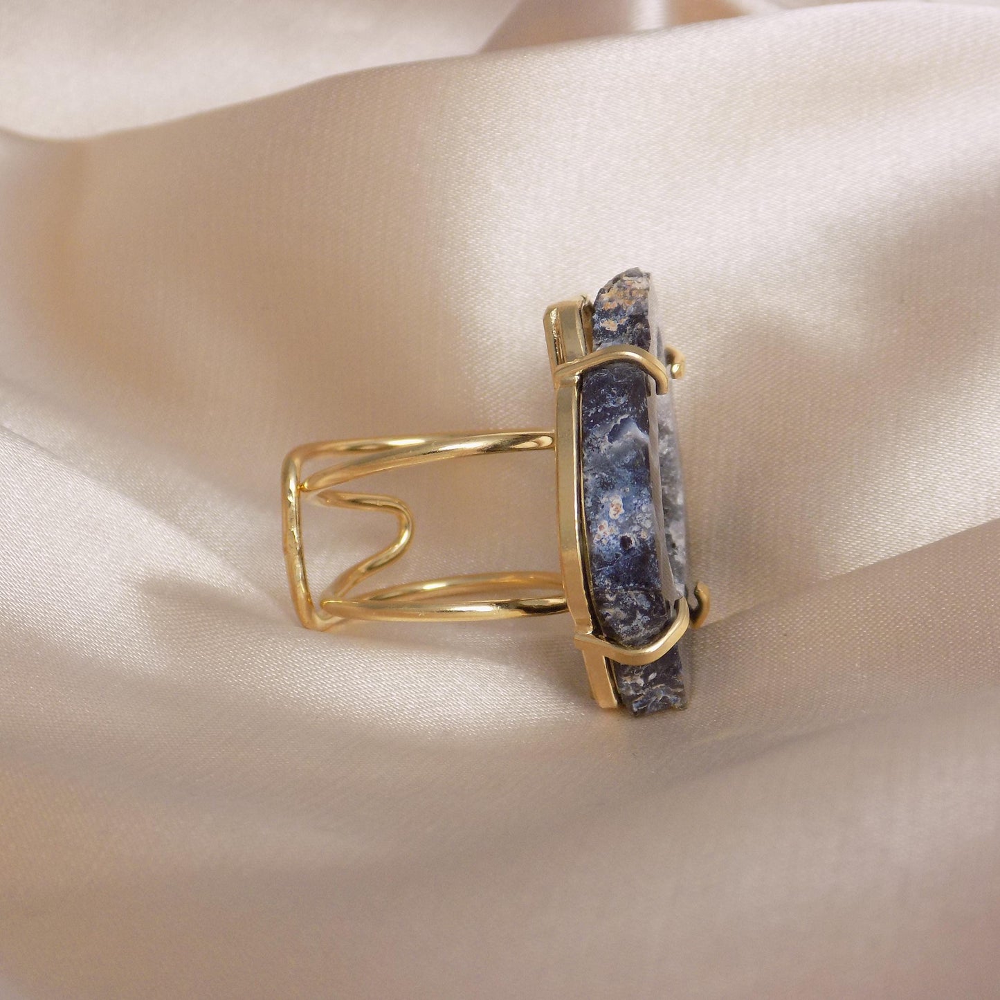 Geode Slice Ring Gold - Adjustable Crystal Rings For Women