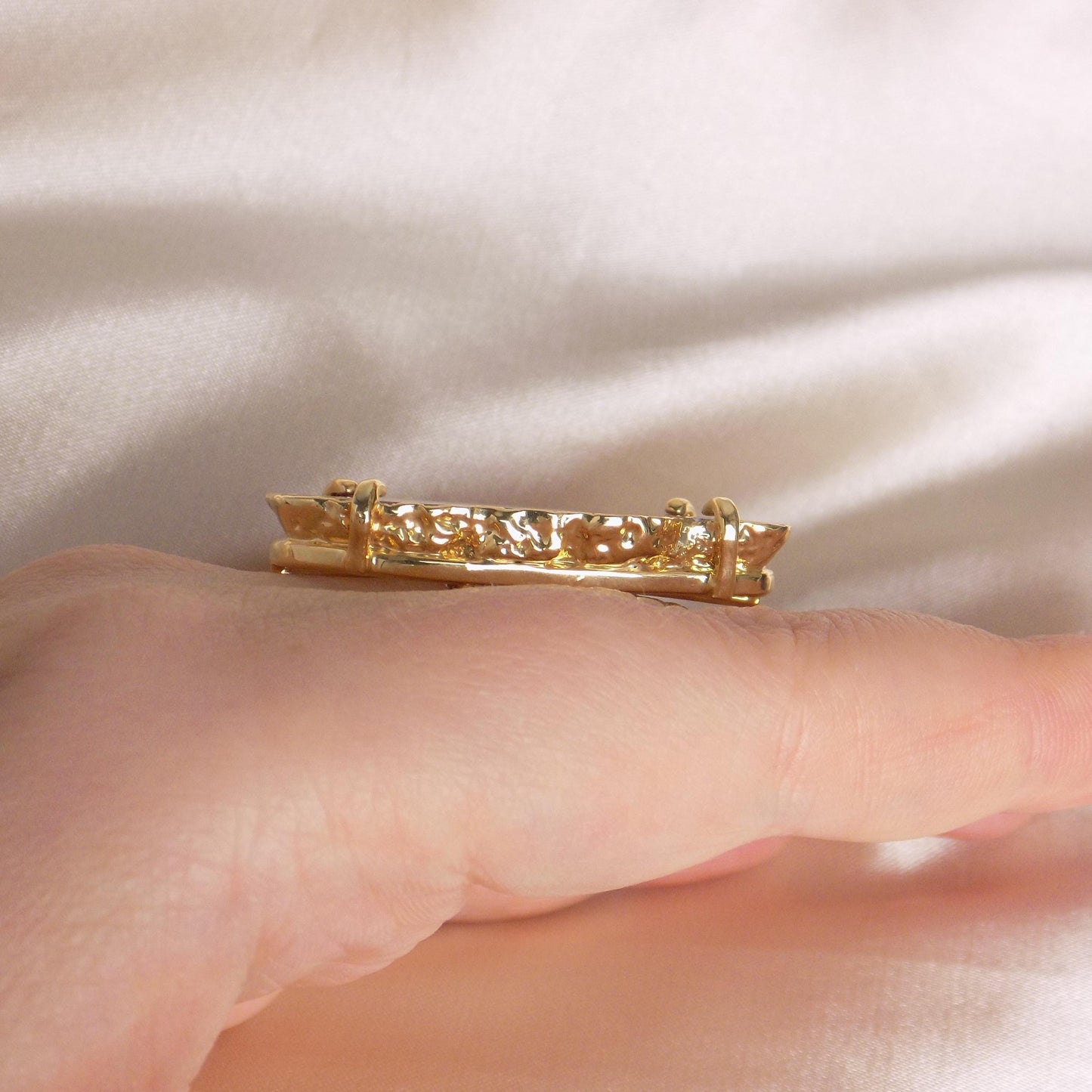 Bohemian Pink Agate Ring Gold - Geode Slice Statement Ring