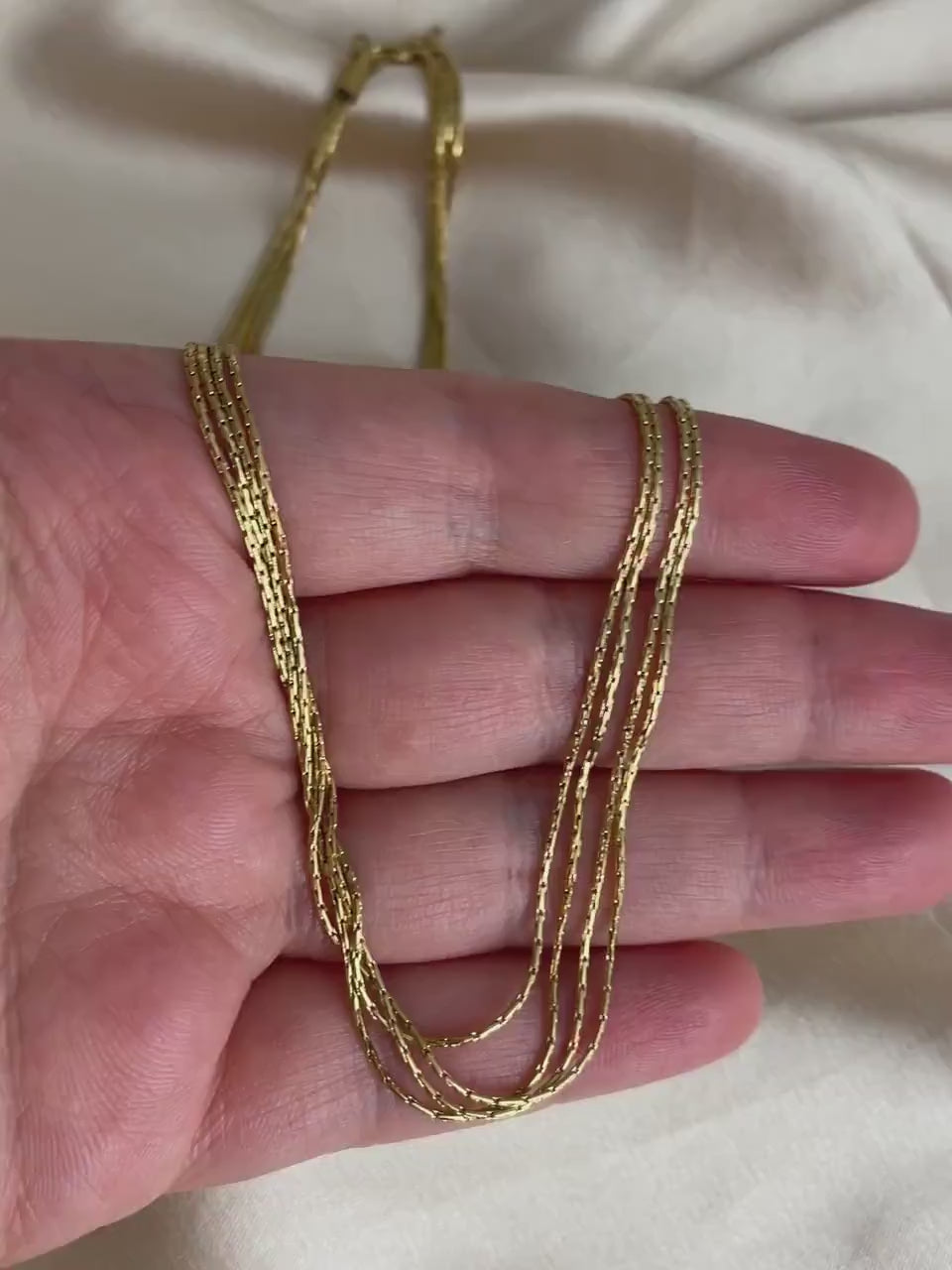 Unique Four Strand Gold Choker For Women, Ultra Thin Snake Chain, 18K Gold Stainless Steel, Modern Trendy, M7-112