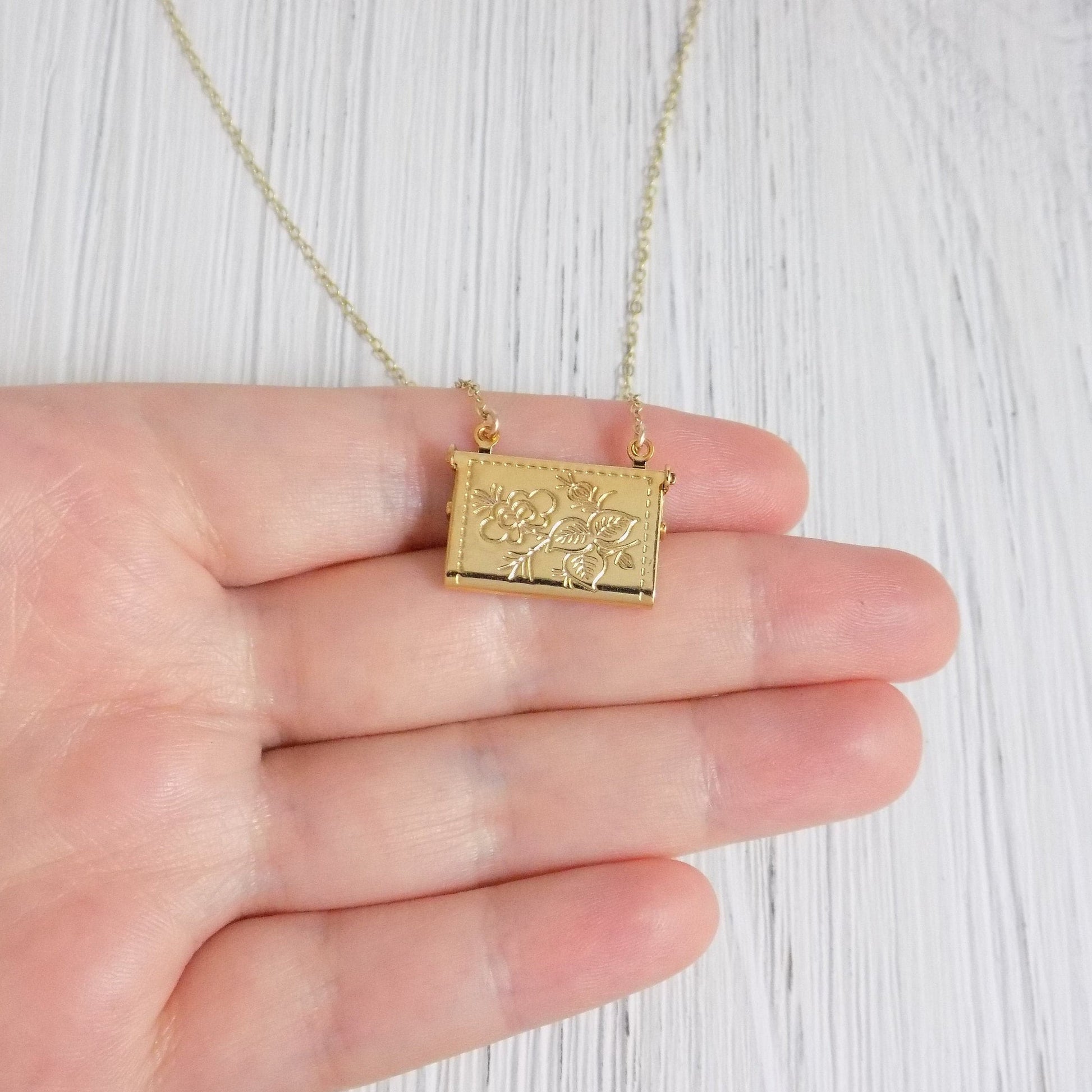Envelope Necklace - Gold Locket Necklace