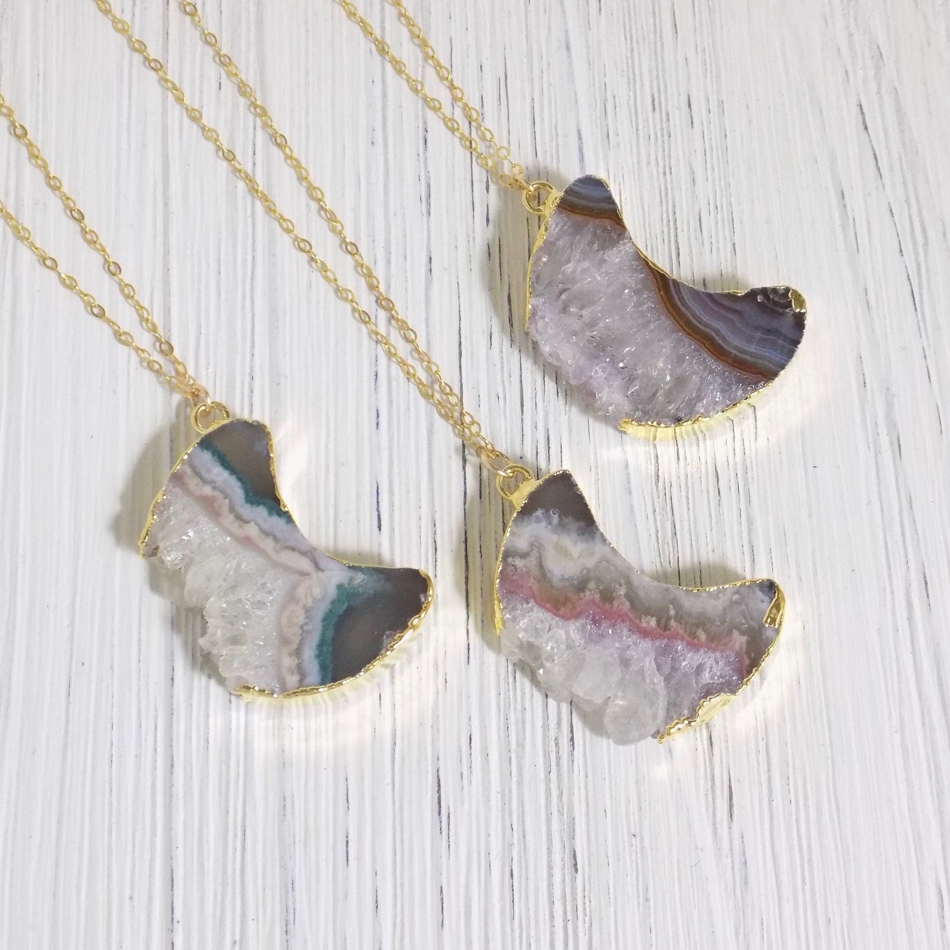 Crescent Moon Necklace - Unique Amethyst Pendant Necklace