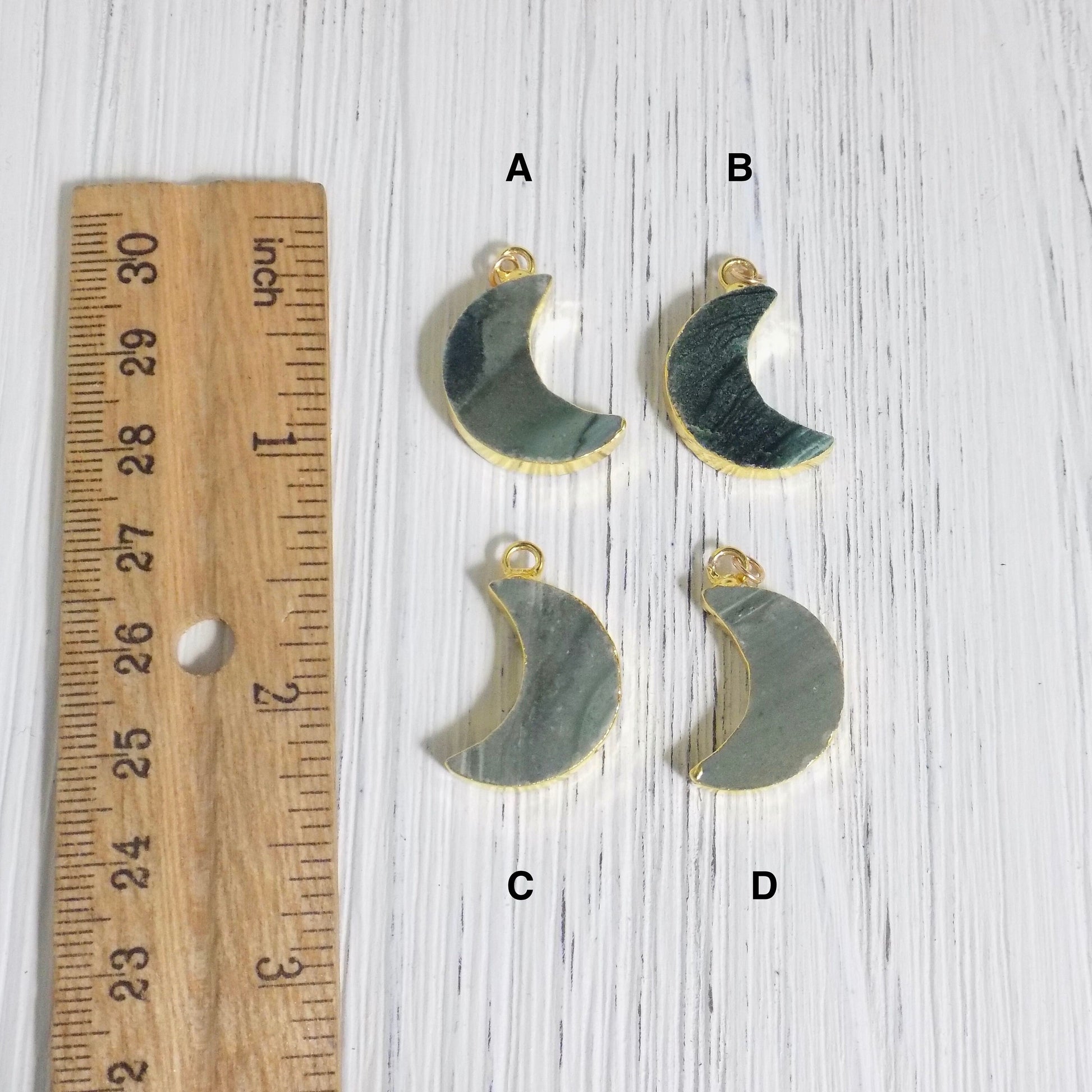 Crescent Moon Necklace - Jasper Necklace Gold Dipped