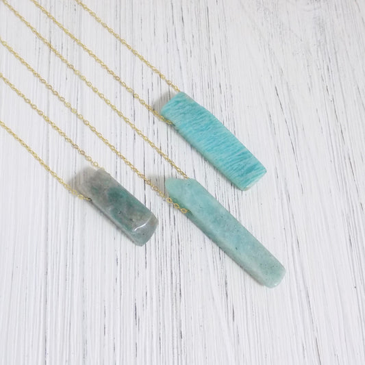 Amazonite Necklace, Green Amazonite Necklace Green Stone Necklace Gold OR Silver Layering Necklace Large Pendant Necklace Gift Women K2-10