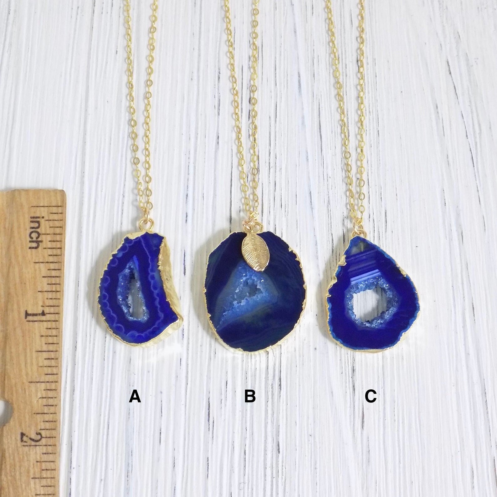 Druzy Necklace, Blue Agate Necklace, Geode Necklace Gold, Drussy Gemstone Pendant, Boho Layering Necklace, September Birthday Gift, G12-92