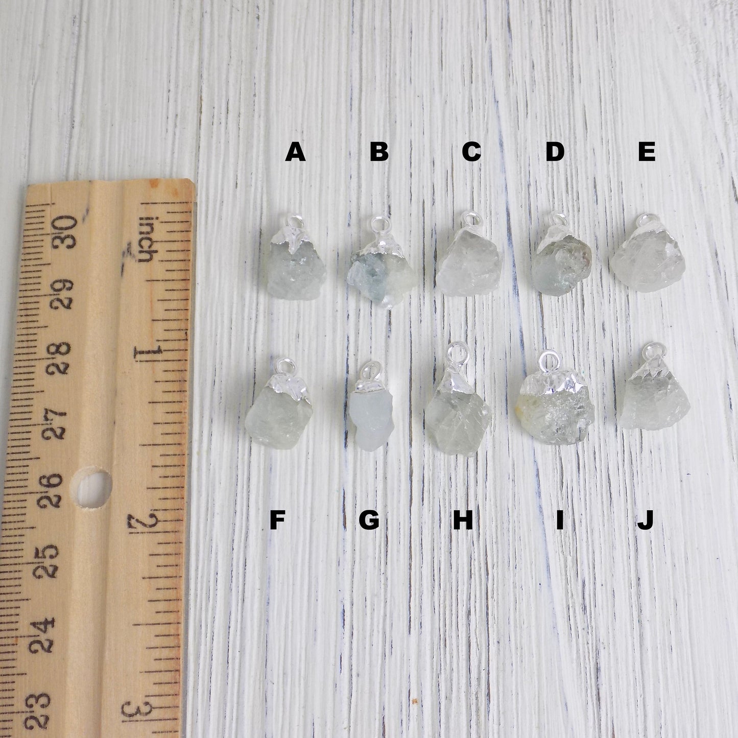 Raw Aquamarine Necklace Silver - Boho Rough Aquamarine Pendant