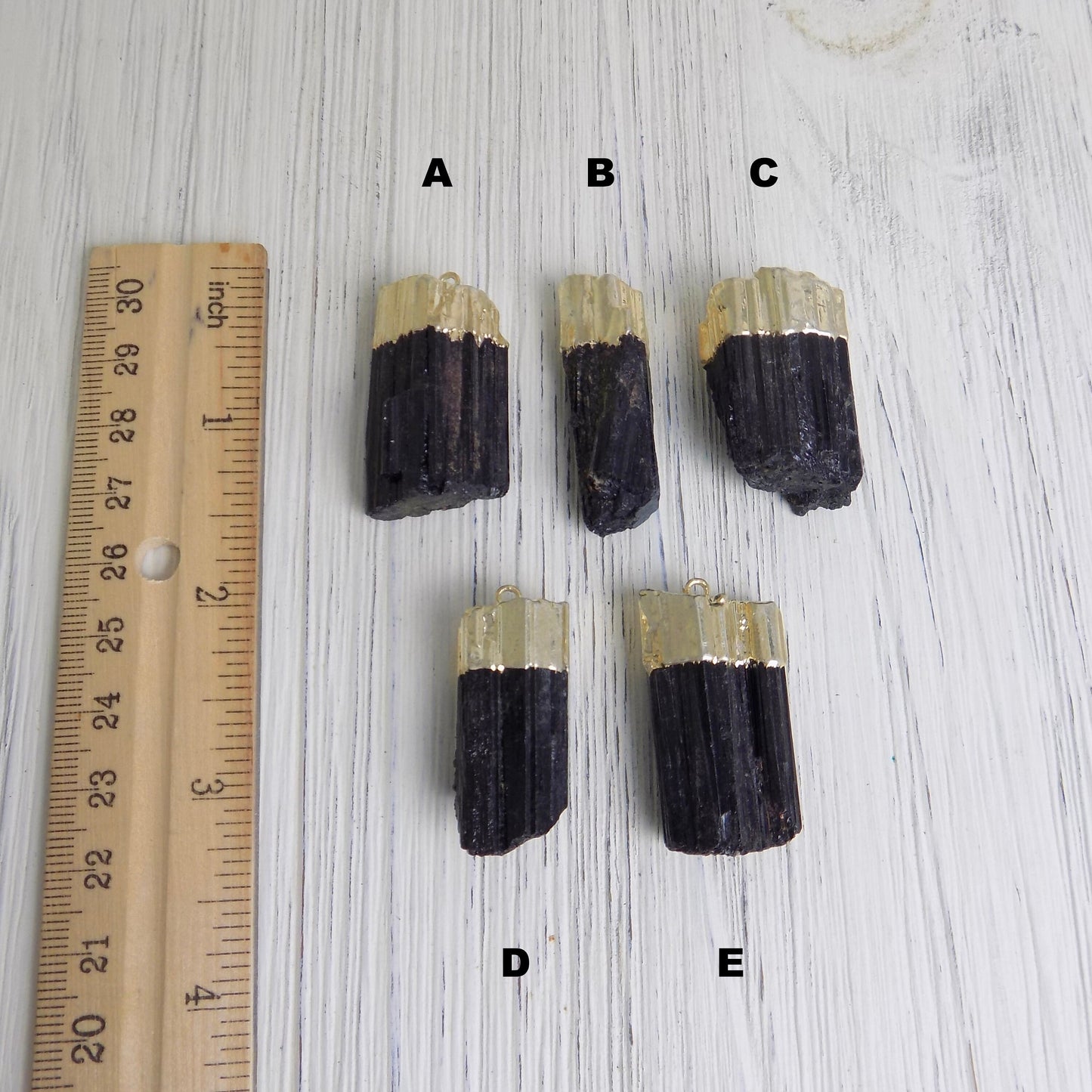 Raw Black Tourmaline Pendant Necklace Gold - Christmas Gift Women