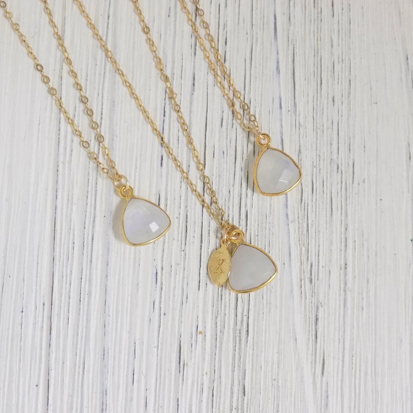 Moonstone Necklace - White Moonstone Necklace Gold