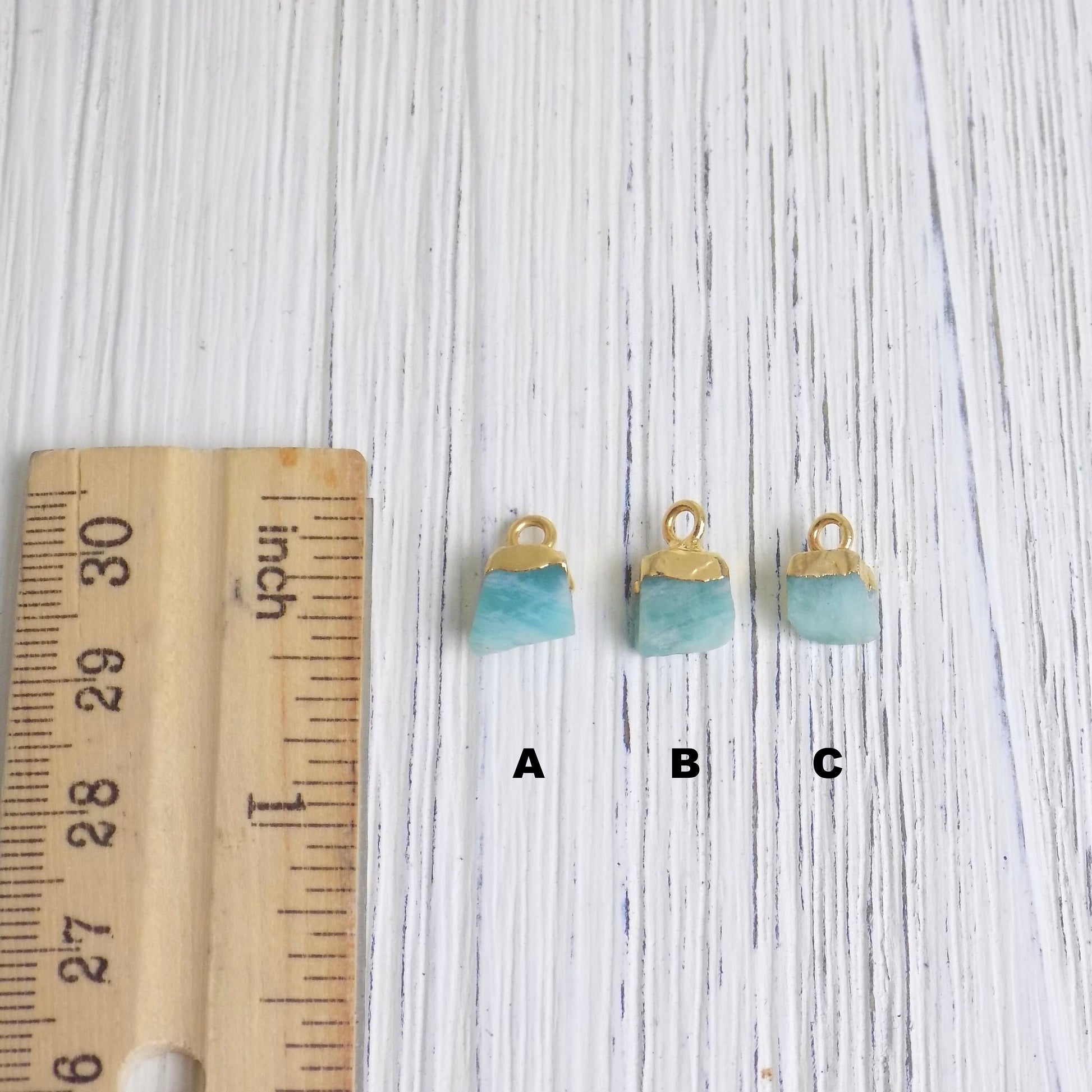 Small Raw Amazonite Necklace, Personalized Initial Charm, 14K Gold Filled Chain, Bridesmaid Gift, M6-45