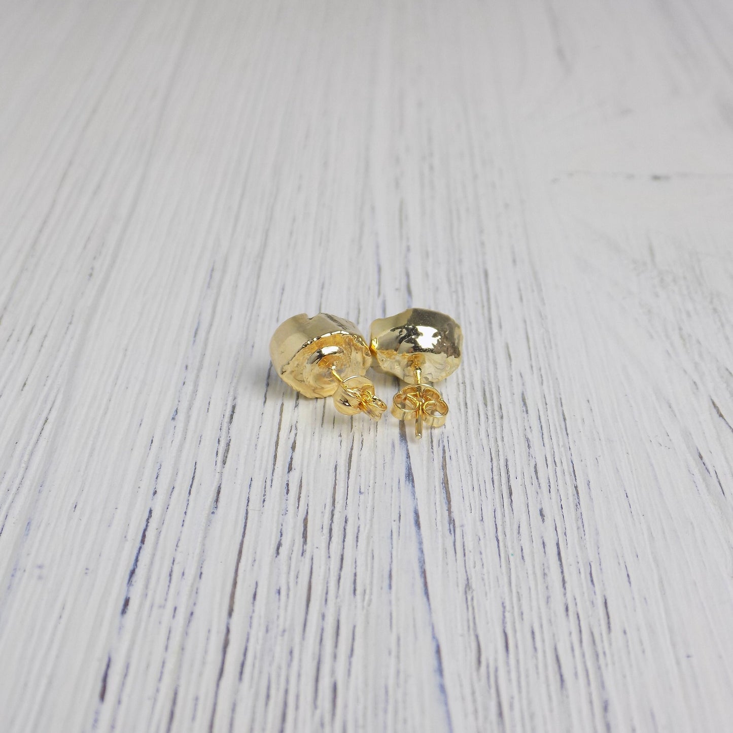 Brown Geode Earrings Studs Gold Dipped Natural Gemstone, Gifts For Mom, G14-135