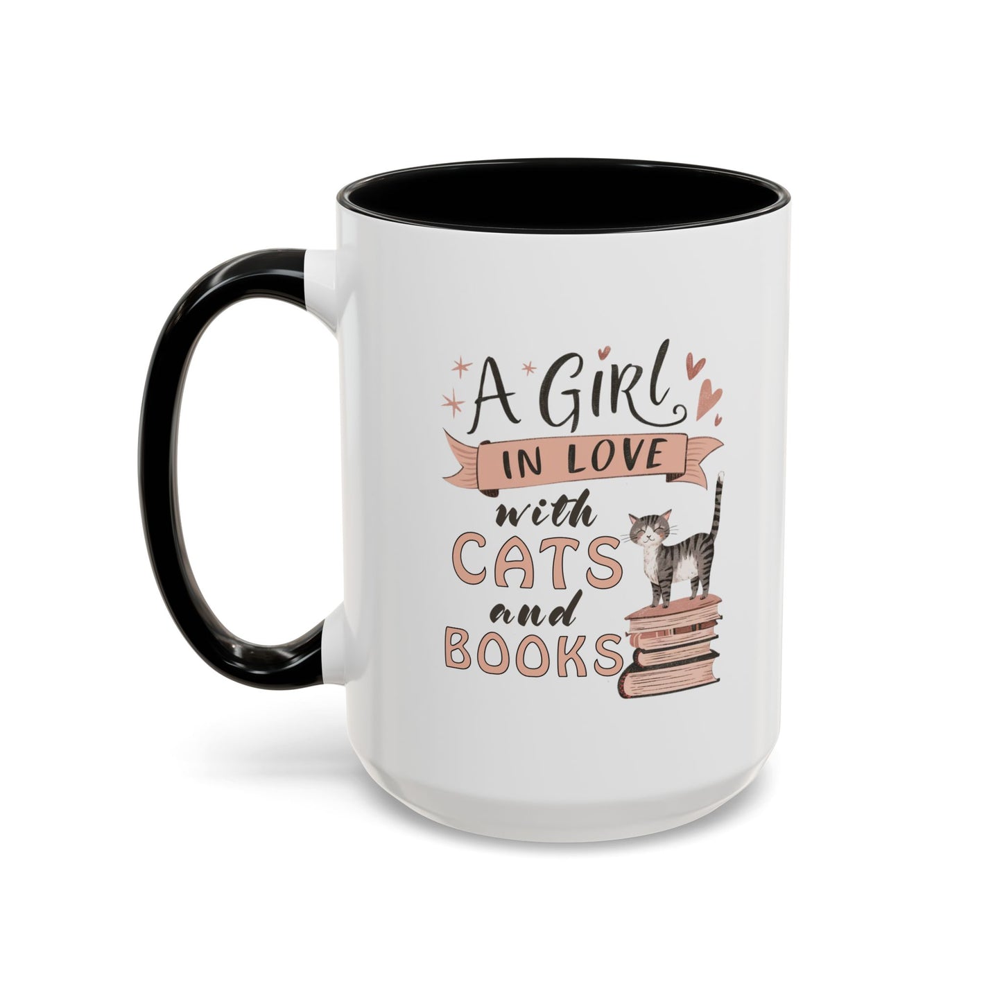Cat Lover's Coffee Mug - A Girl in Love with Cats and Books, Gift for Cat Owners, Bookworms, Cozy Mornings, Birthday Present