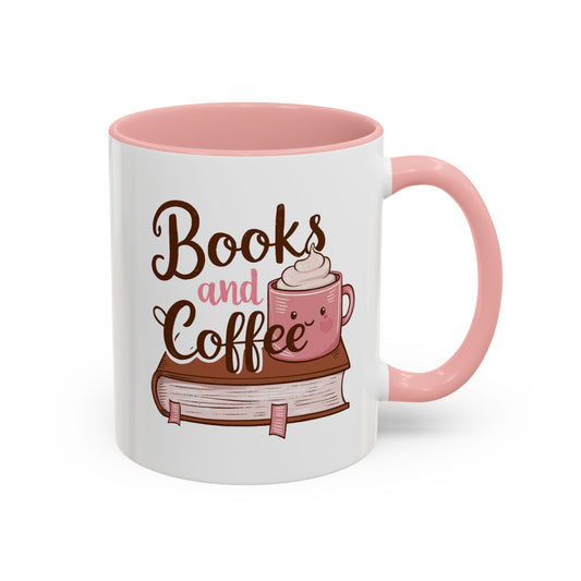 Books and Coffee Accent Mug - Cozy Gift for Book Lovers, Cute Coffee Cup, Reading Accessories, Literary Theme, Perfect for Holidays