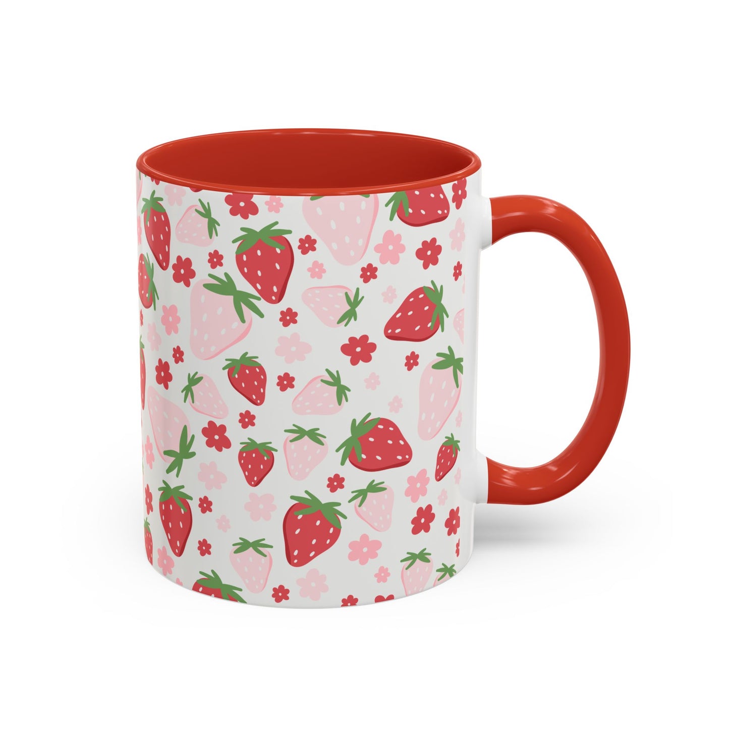 Strawberry Delight Coffee Mug, Cute Fruit Mug, Floral Mug, Eco-Friendly Gift, Kitchen Decor, Spring Aesthetic