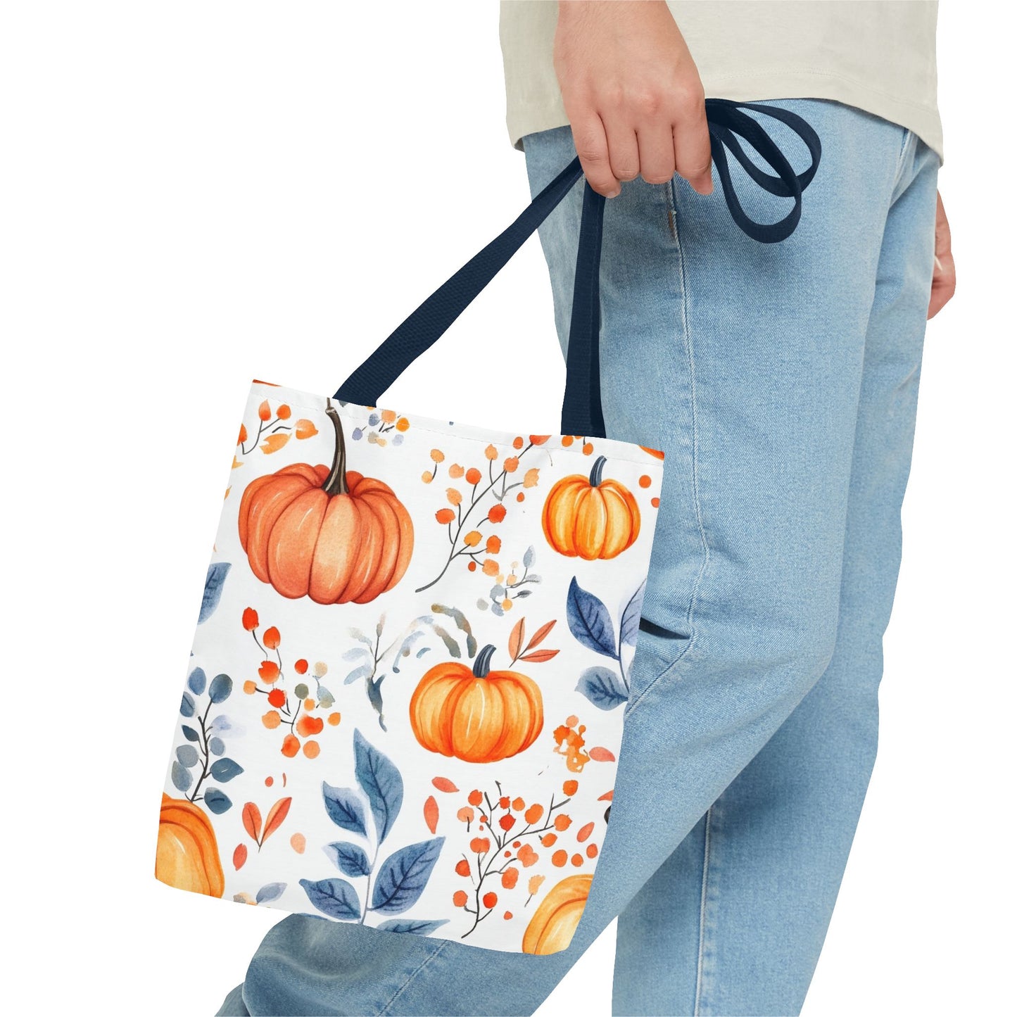 Fall Tote, Pumpkin Tote, Floral Bag, Halloween Bag, Thanksgiving Gift, Autumn Harvest Tote Bag
