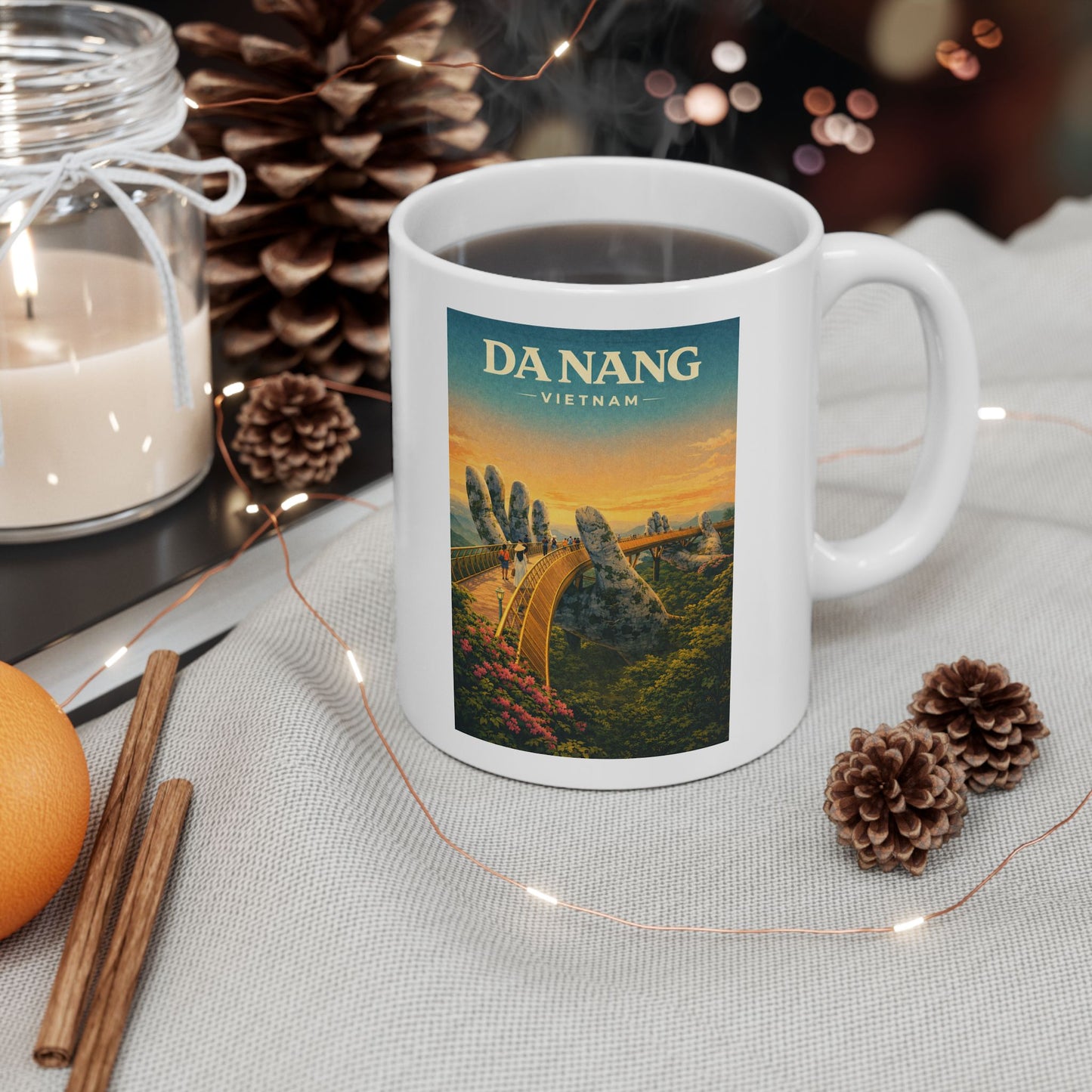 Da Nang Vietnam Ceramic Mug, Golden Bridge Mug, Vietnam Travel Gift